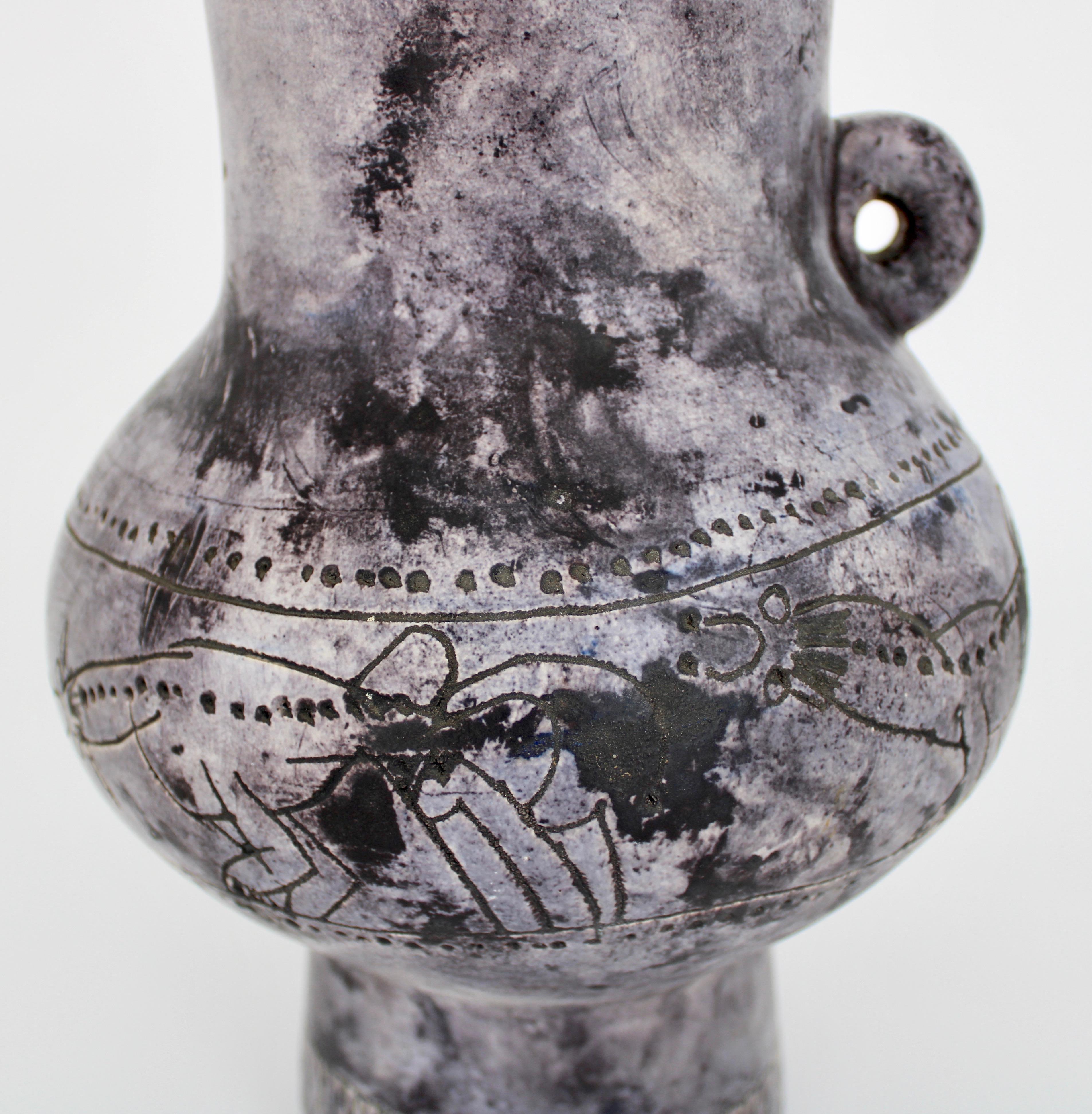Jacques Blin Light Gray to Light Lavender French Ceramic Vase, circa 1960 For Sale 3