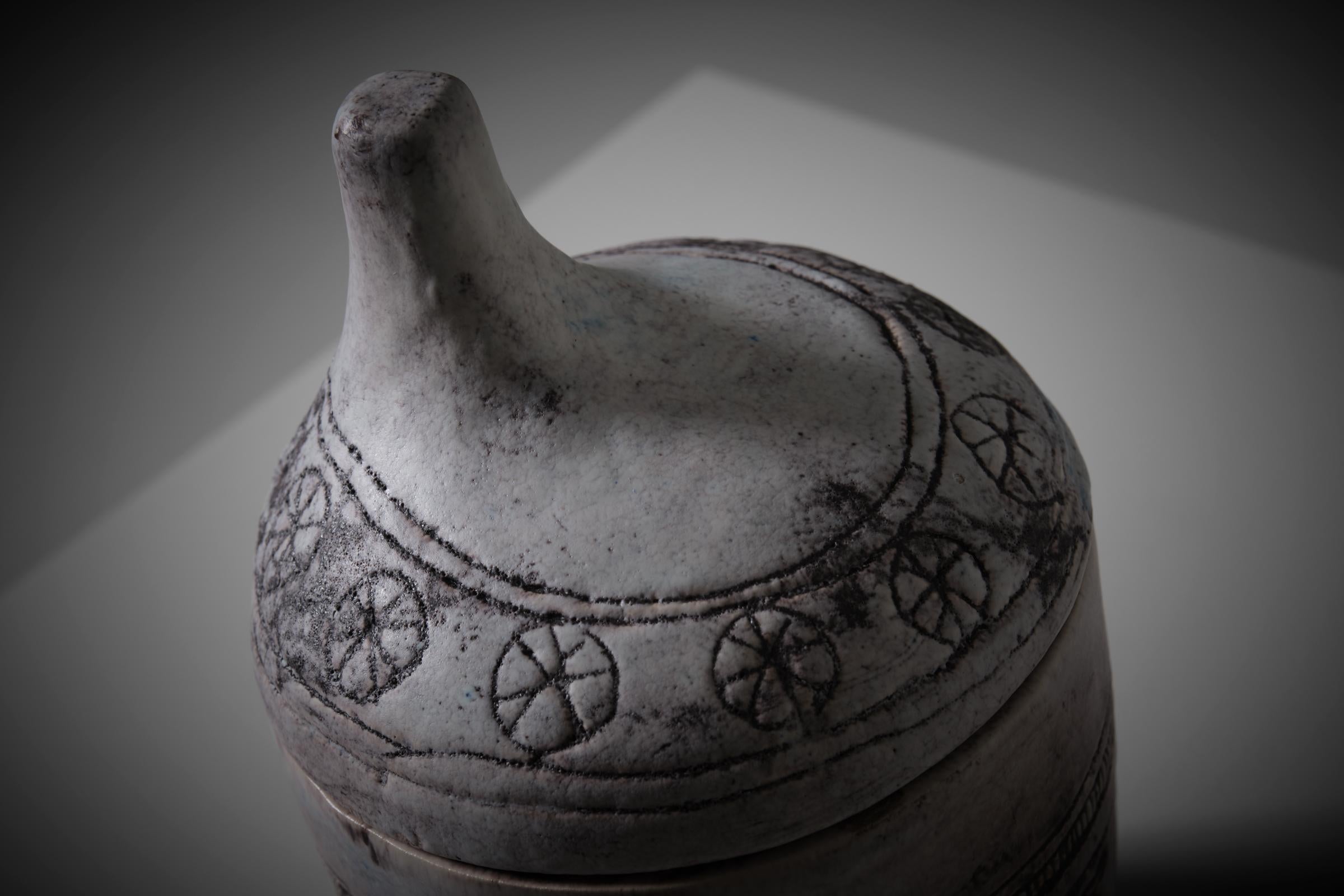 Mid-Century Modern Jacques Blin Morphological Ceramic Lidded Jar, France, 1960s For Sale