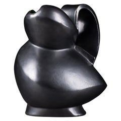 Antique Jacques Blin, Rare Pichet De Forme Libre Émaillé Noir, Vers 1950