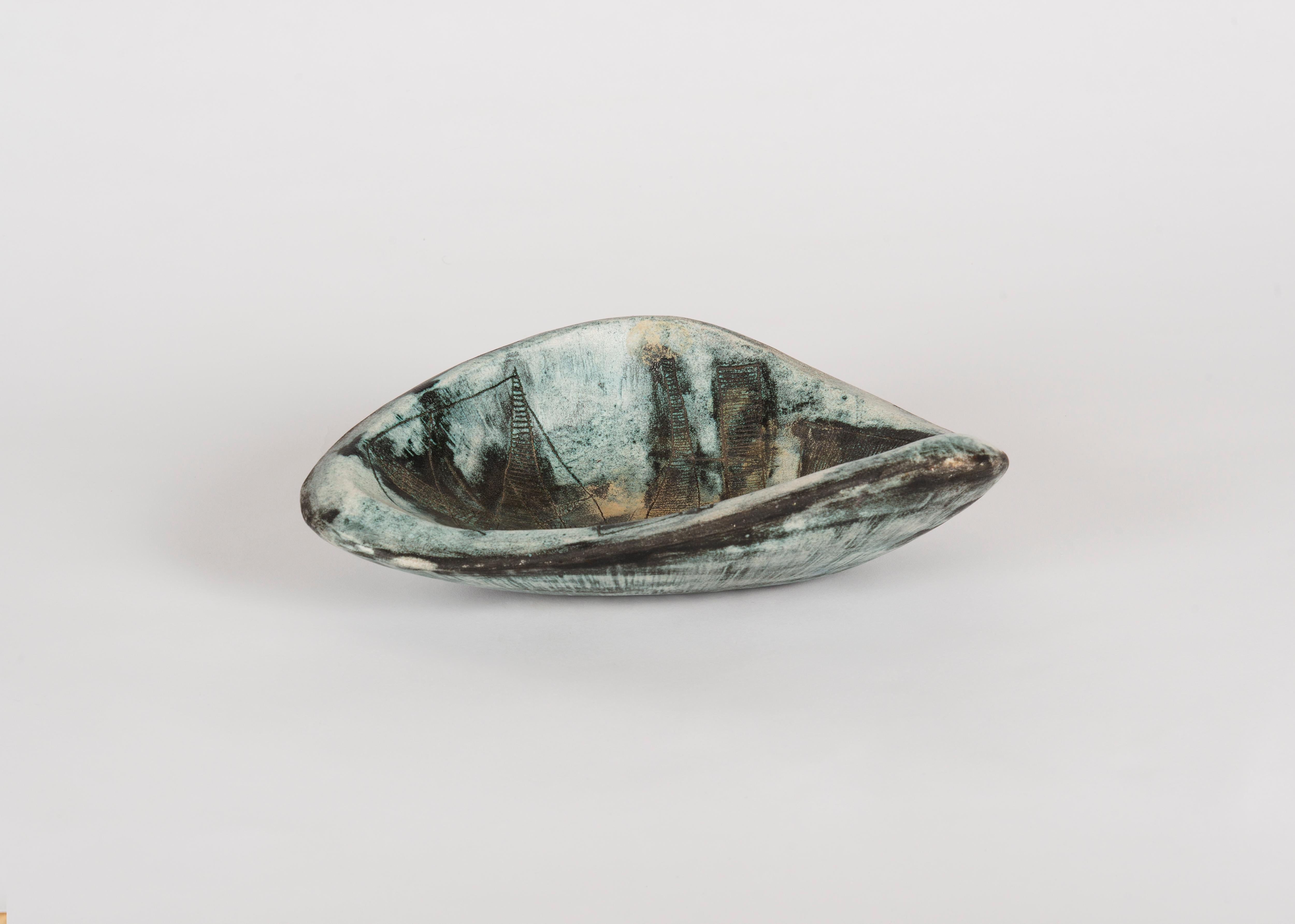 Glazed Jacques Blin, Shallow Ceramic Dish, France