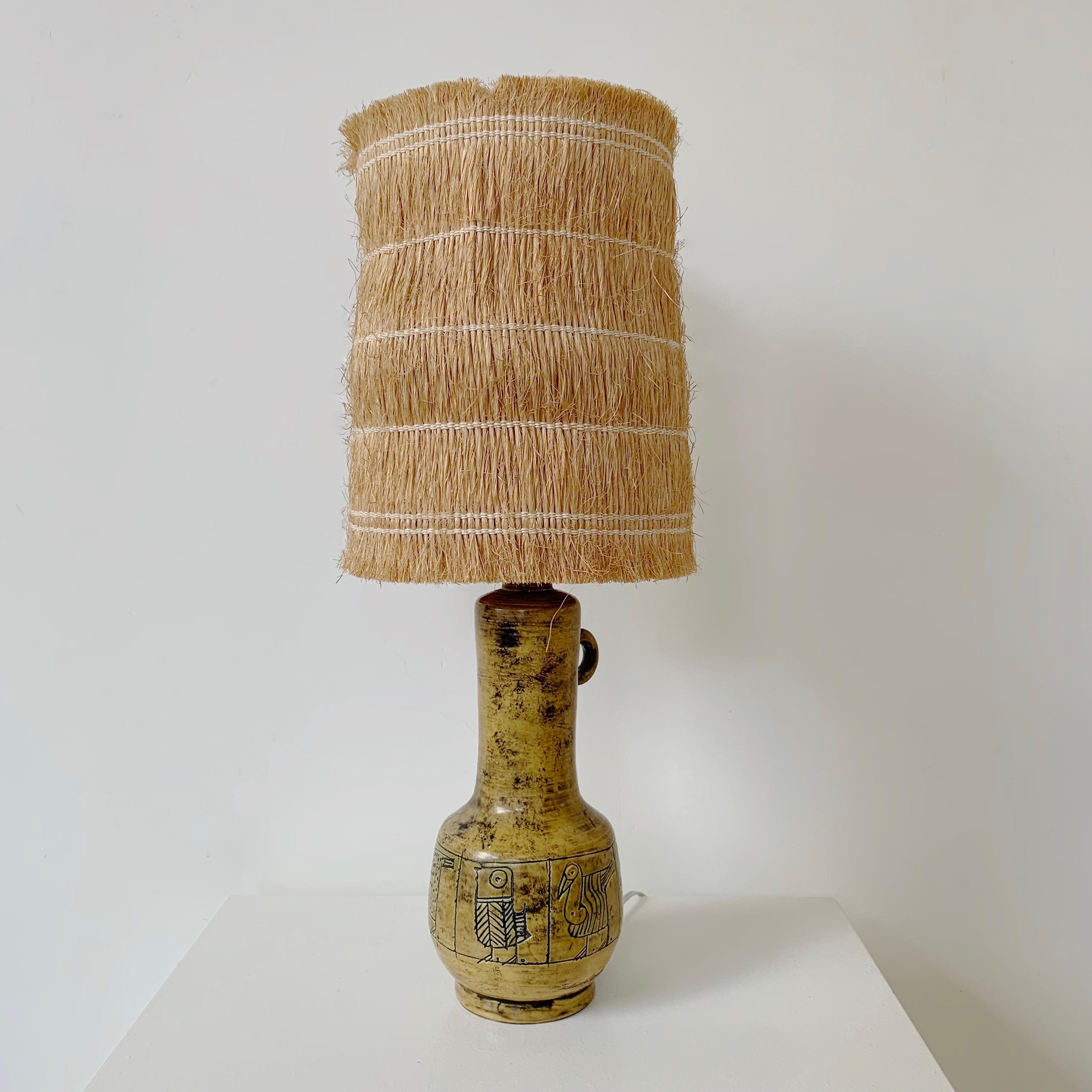 Mid-Century Modern Jacques Blin Signed Original Ceramic Table Lamp, circa 1950, France