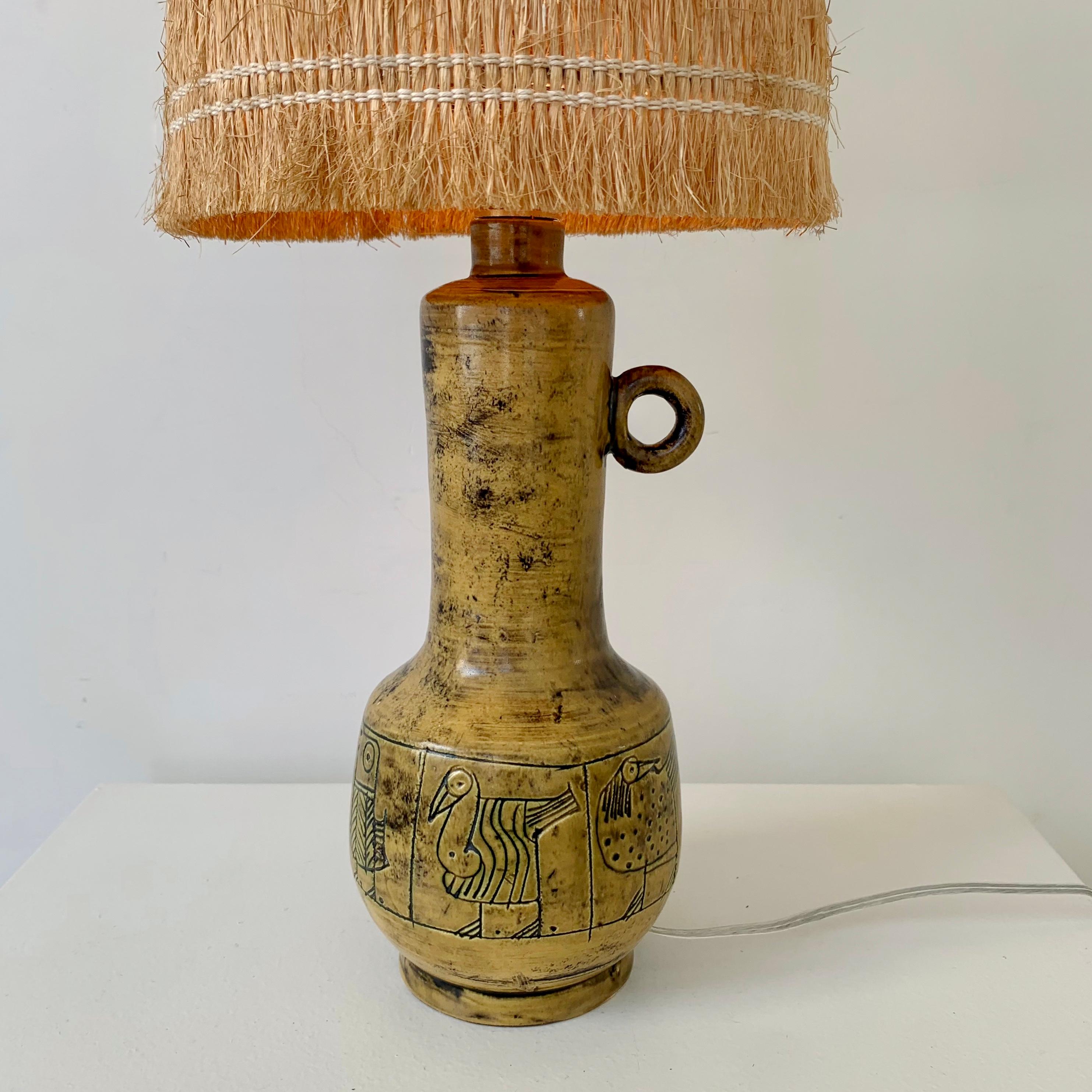 Jacques Blin Signed Original Ceramic Table Lamp, circa 1950, France 1
