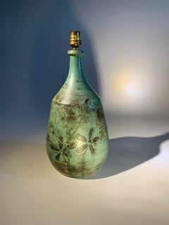 Jacques Blin, signed Table Lamp, France, 1950s, Rare Green Glaze.