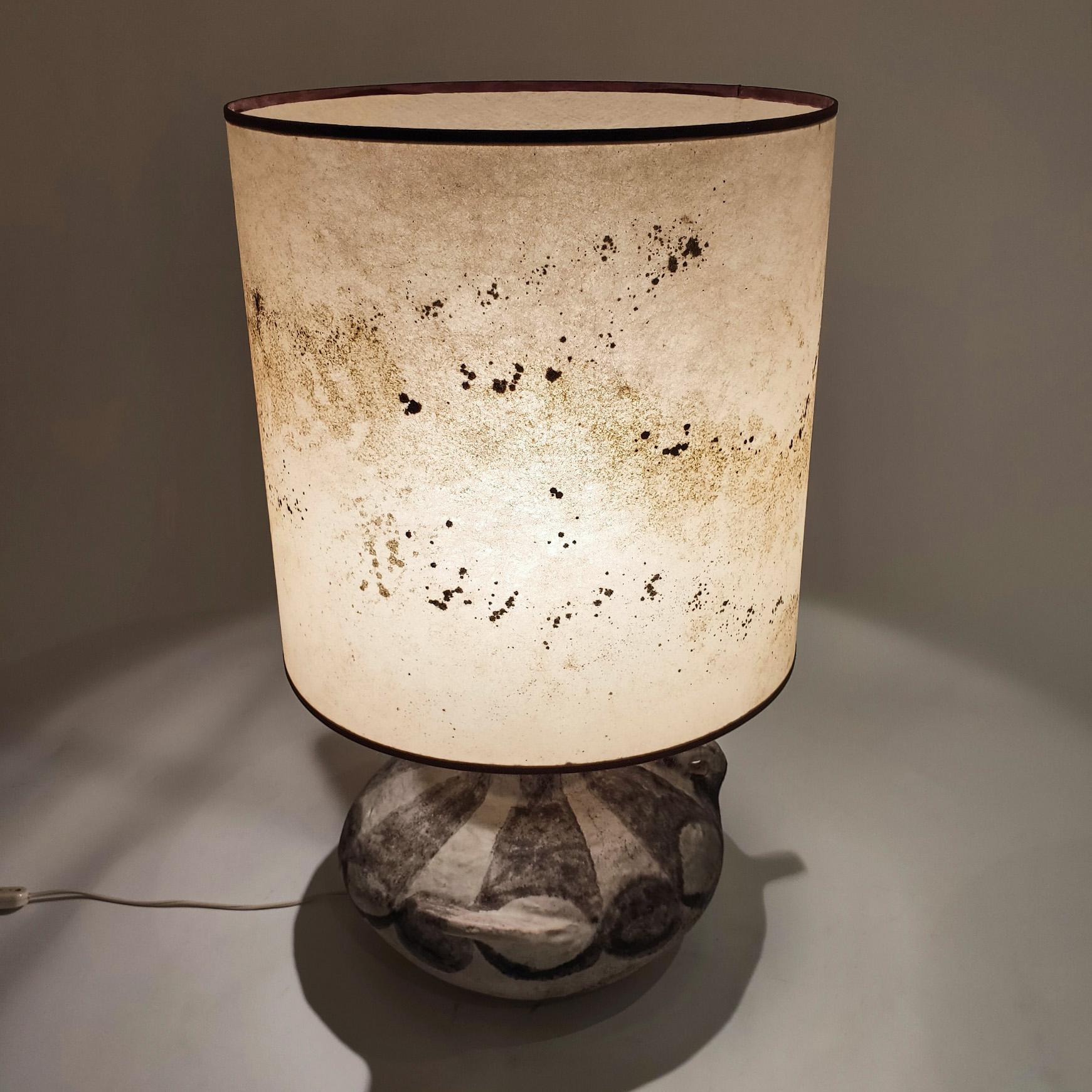 Jacques Blin style. Huge brutalist stoneware table lamp, France, 1960s For Sale 2