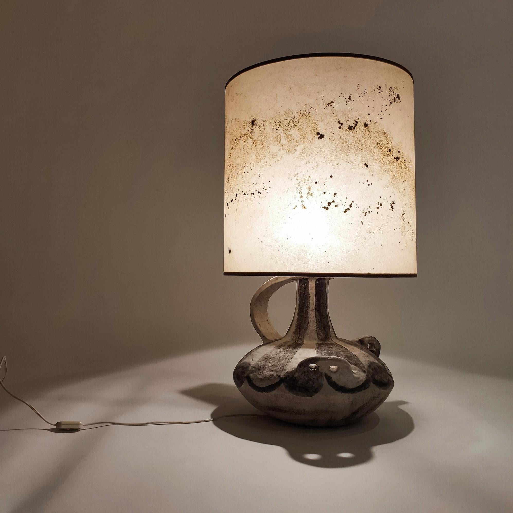 Jacques Blin style. Huge brutalist stoneware table lamp, France, 1960s For Sale 3