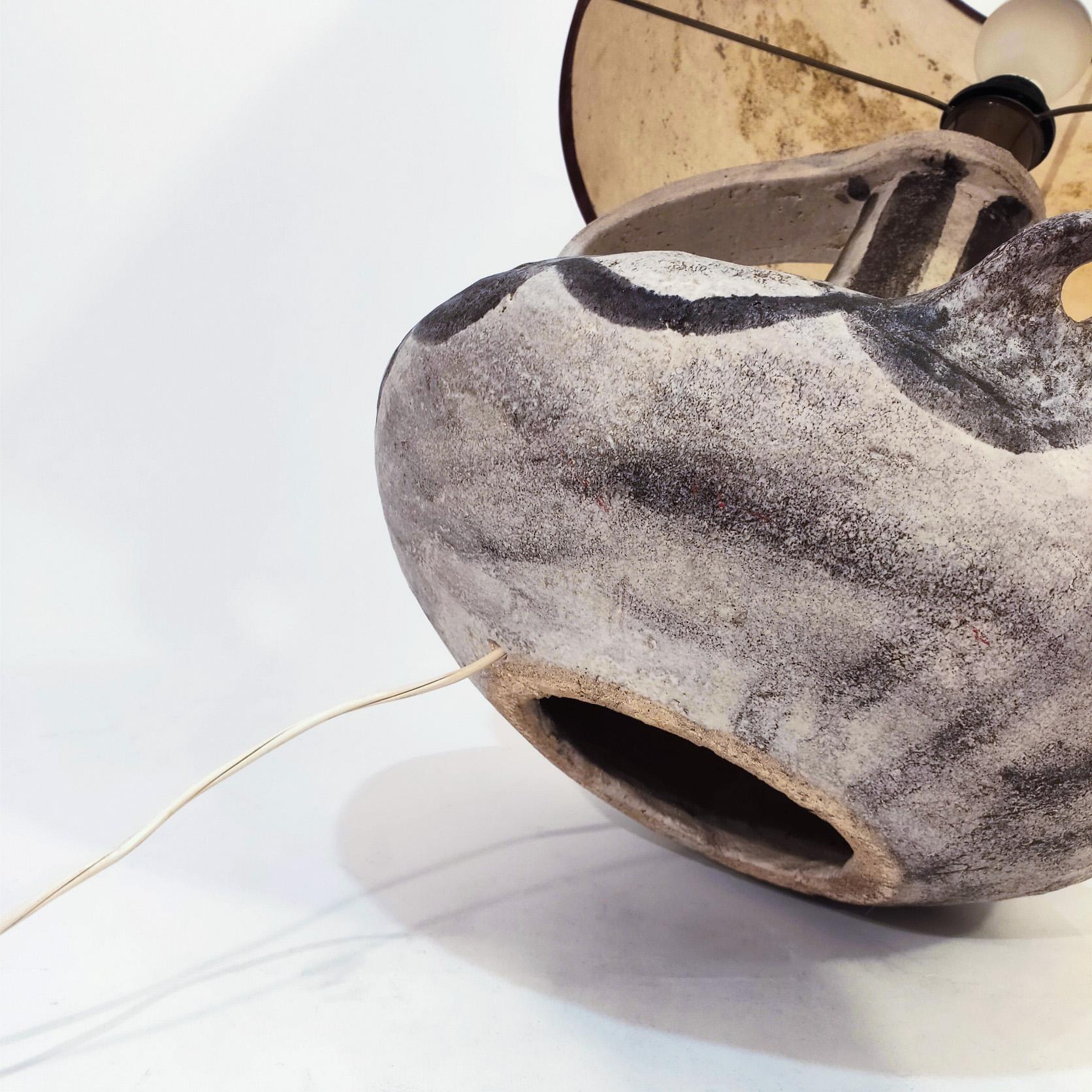 Jacques Blin style. Huge brutalist stoneware table lamp, France, 1960s For Sale 5