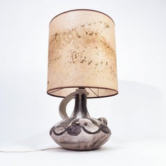 Jacques Blin style. Huge brutalist stoneware table lamp, France, 1960s