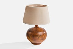 Jacques Blin, Table Lamp, Ceramic, Fabric, France, 1960s