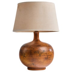 Jacques Blin, Table Lamp, Ceramic, Fabric, France, 1960s