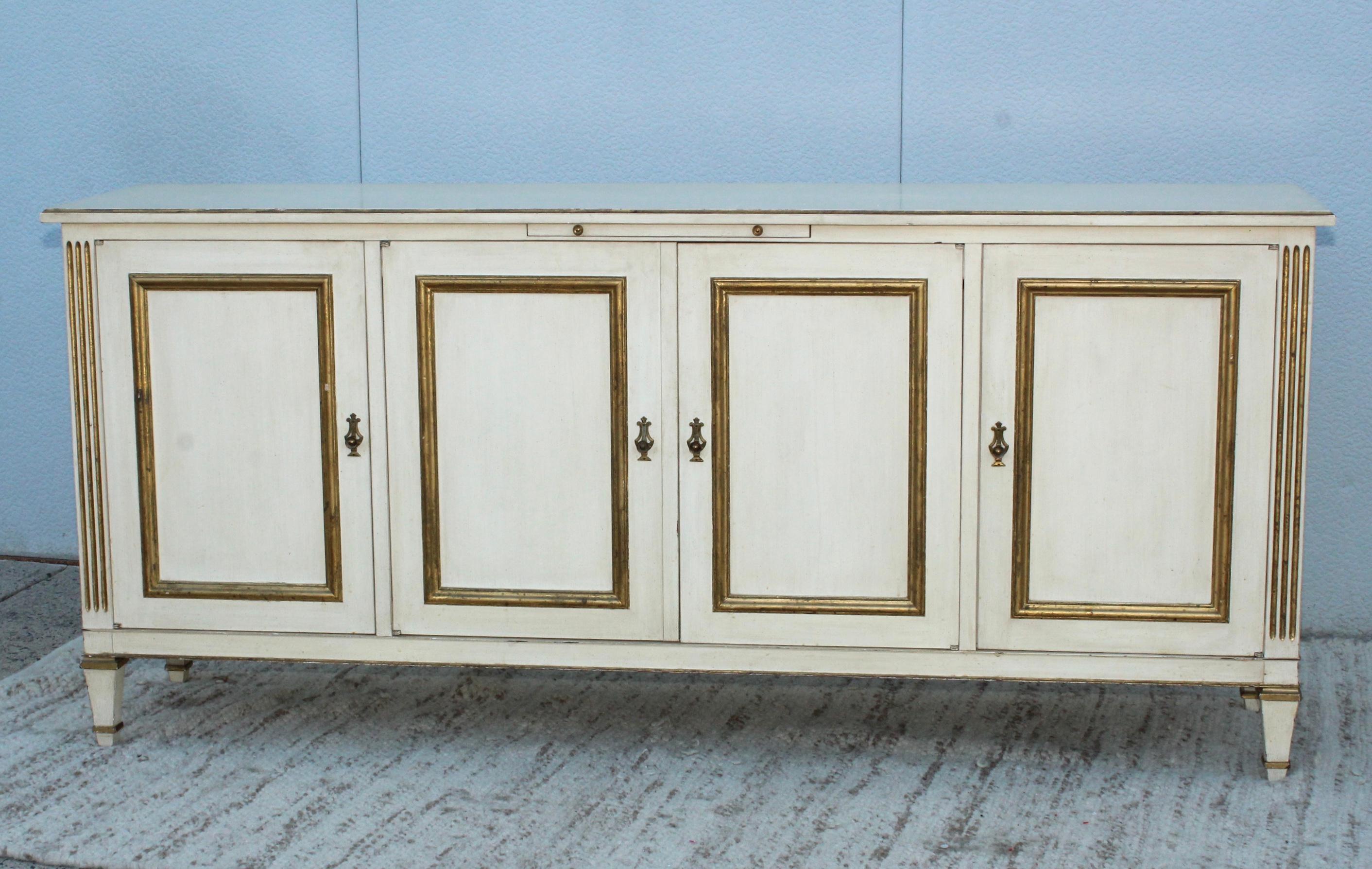 1960s French style credenza by Jacques Bodart, in vintage original condition, with some wear and patina due to age and use.