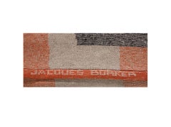 Jacques Borker Modernist Wool Rug Geometric Design 1970s Orange Black White