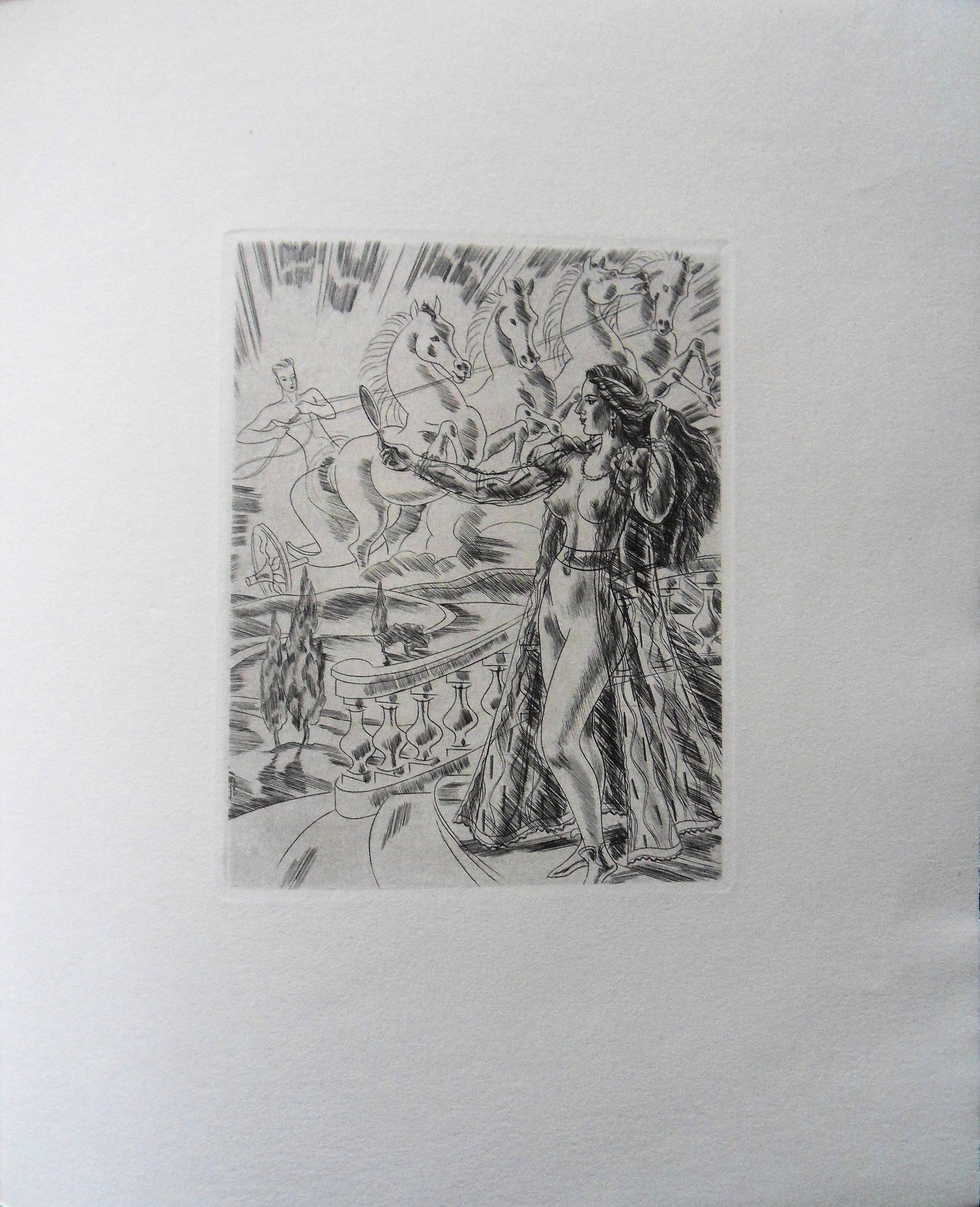 Belleza mitológica - Grabado original, 1943 - Print Moderno de Jacques Boullaire