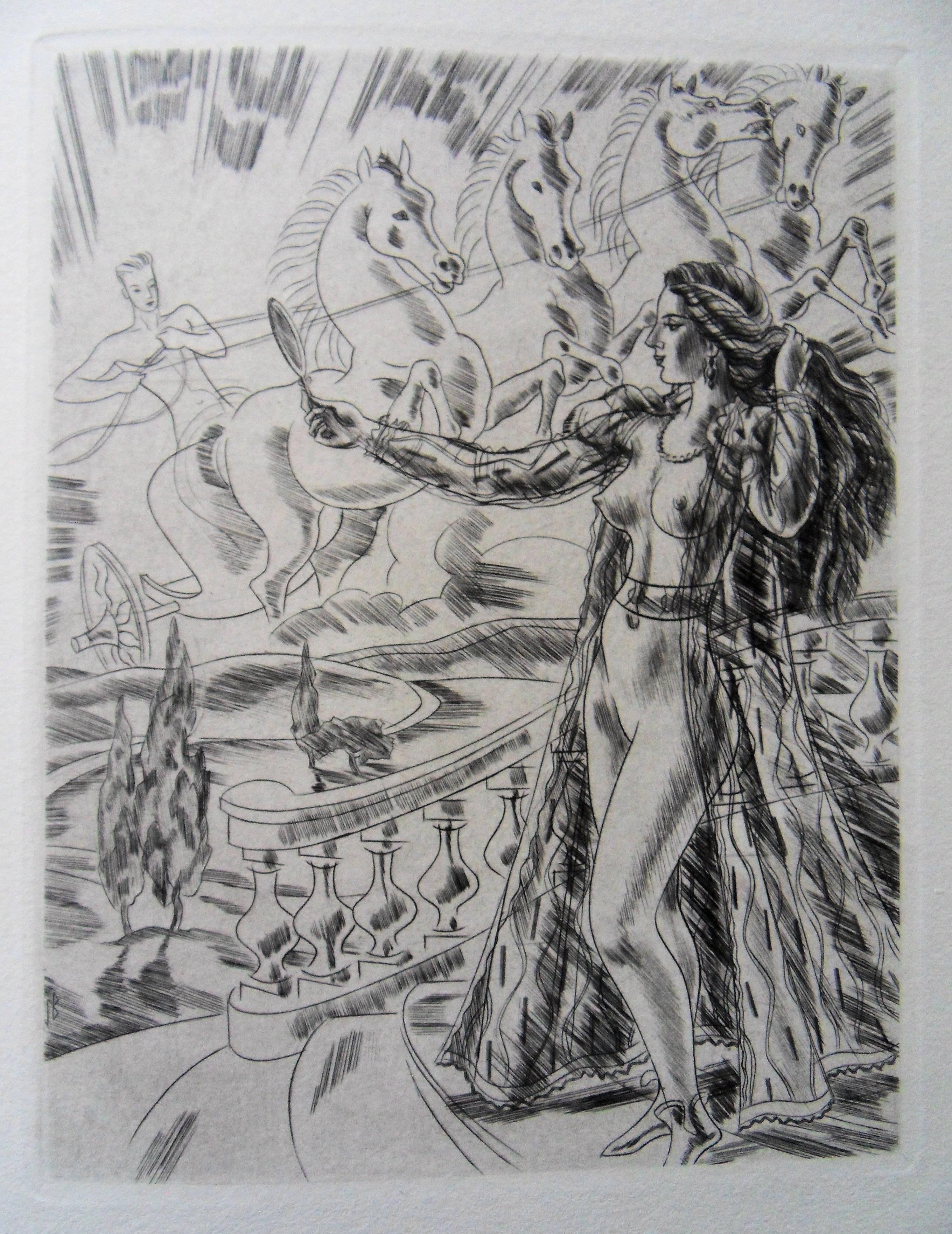 Figurative Print de Jacques Boullaire - Belleza mitológica - Grabado original, 1943