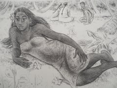 Tribute to Gauguin : Tahitian Woman - Original etching