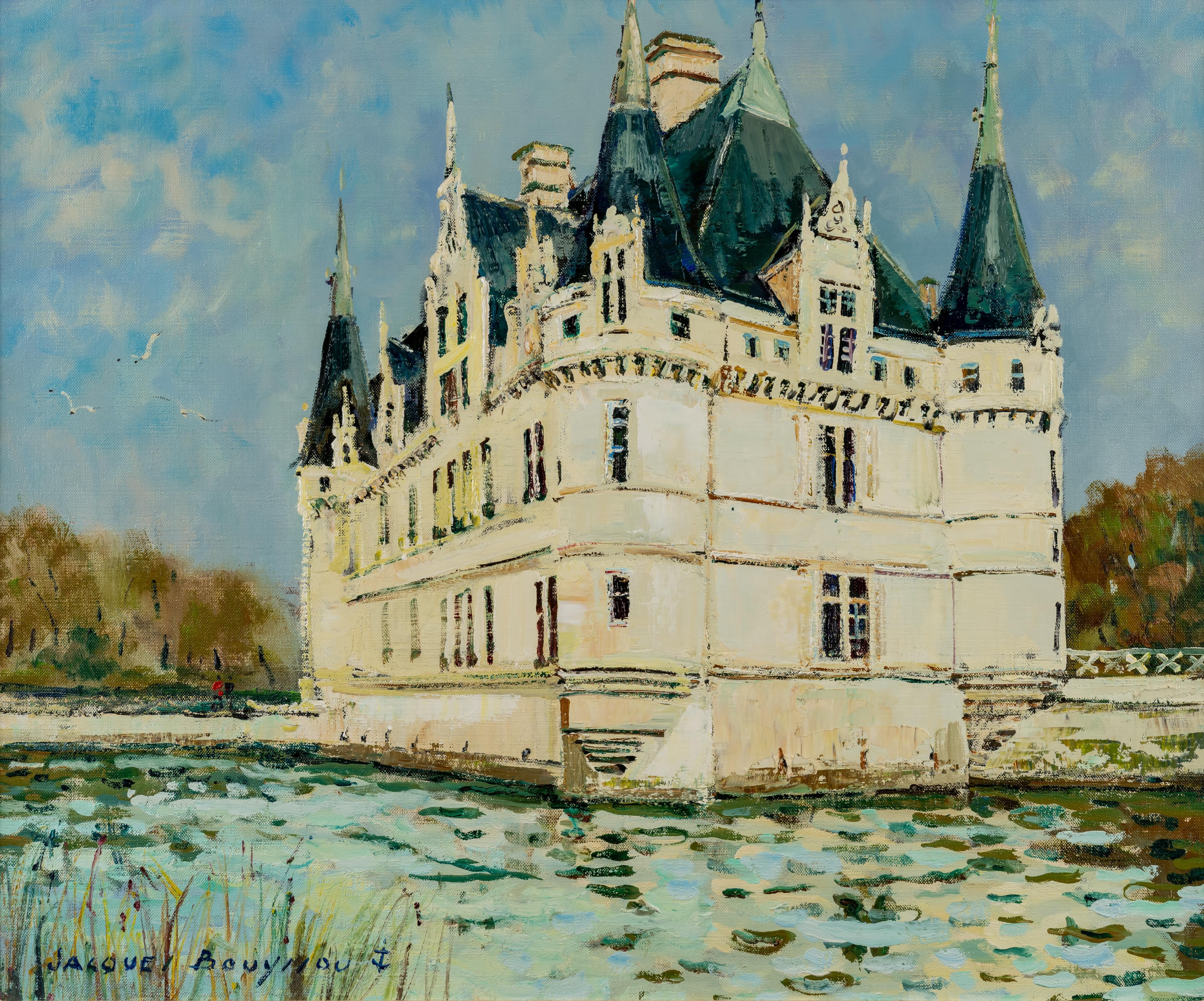 Azay-Le-Rideau - Painting Impressionismo di Jacques Bouyssou