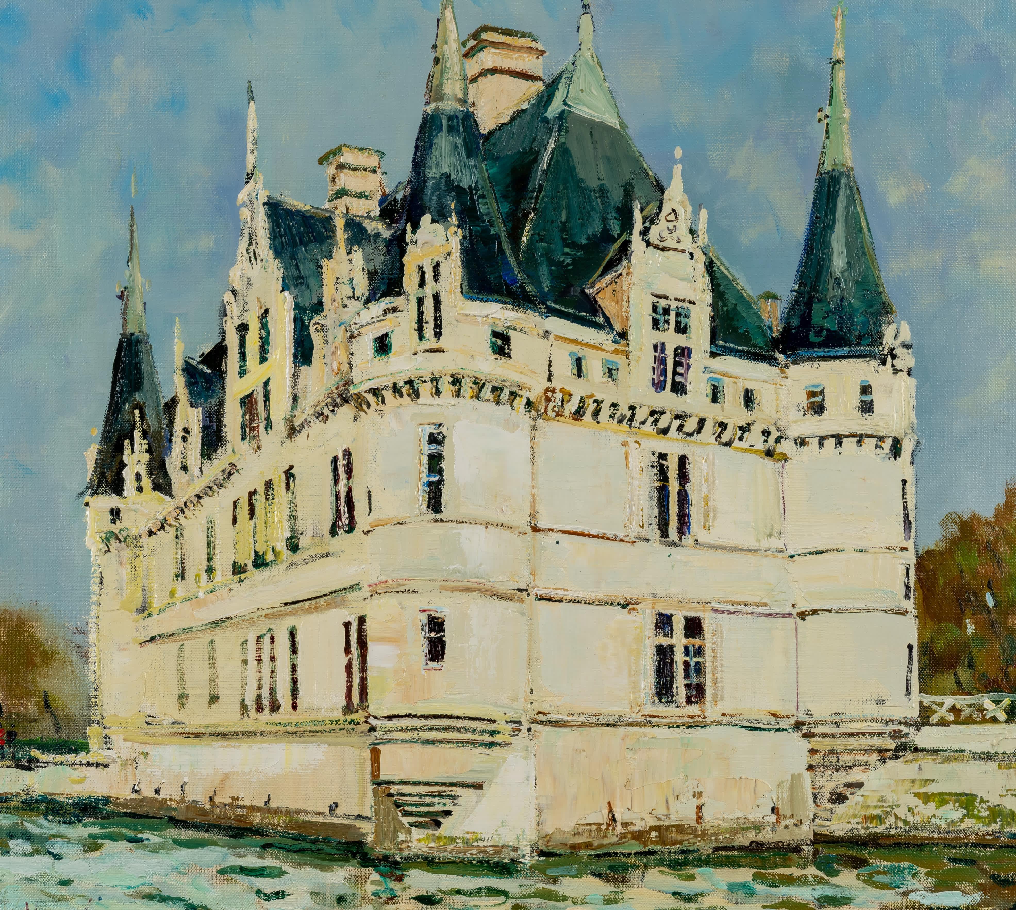 Jacques Bouyssou
Francese, 1926-1997
Azay-Le-Rideau

Olio su tela
21 ⅜ per 25 ¾ in, con cornice 29 ⅛ per 33 ¼ in
Firmato in basso a sinistra

Nato vicino a Honfleur nel 1926, Jacques Bouyssou rimase incantato in tenera età da molti degli artisti che