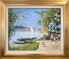 "Le Dimanche Au Bord De La Marne" Impressionistic Parisian Oil Painting Canvas