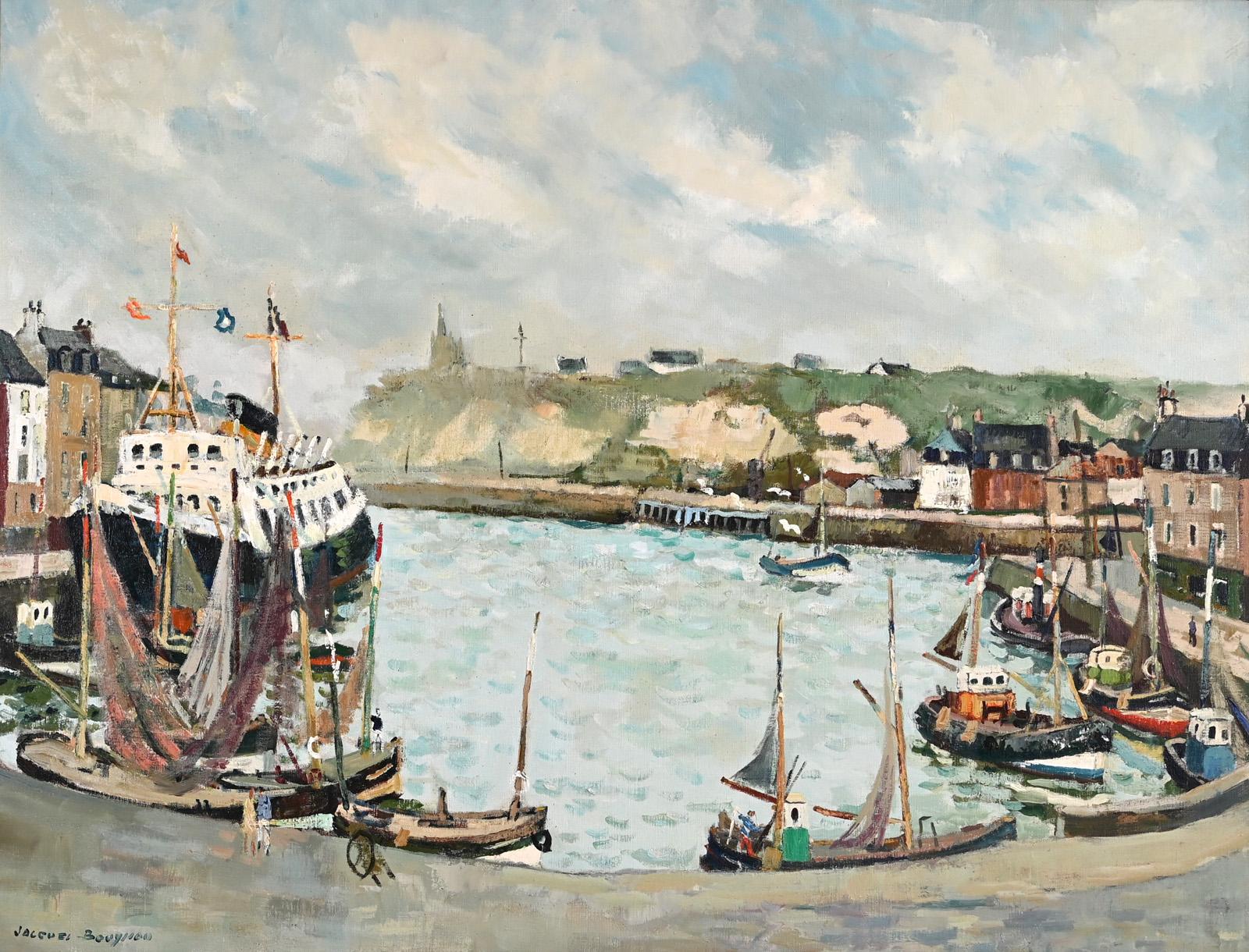 Jacques Bouyssou Figurative Painting - Le port de Dieppe