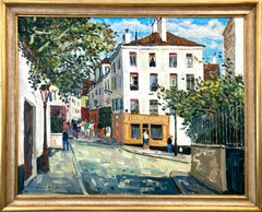 "París, Rue De Norvins" Pintura al óleo impresionista del siglo XX sobre lienzo