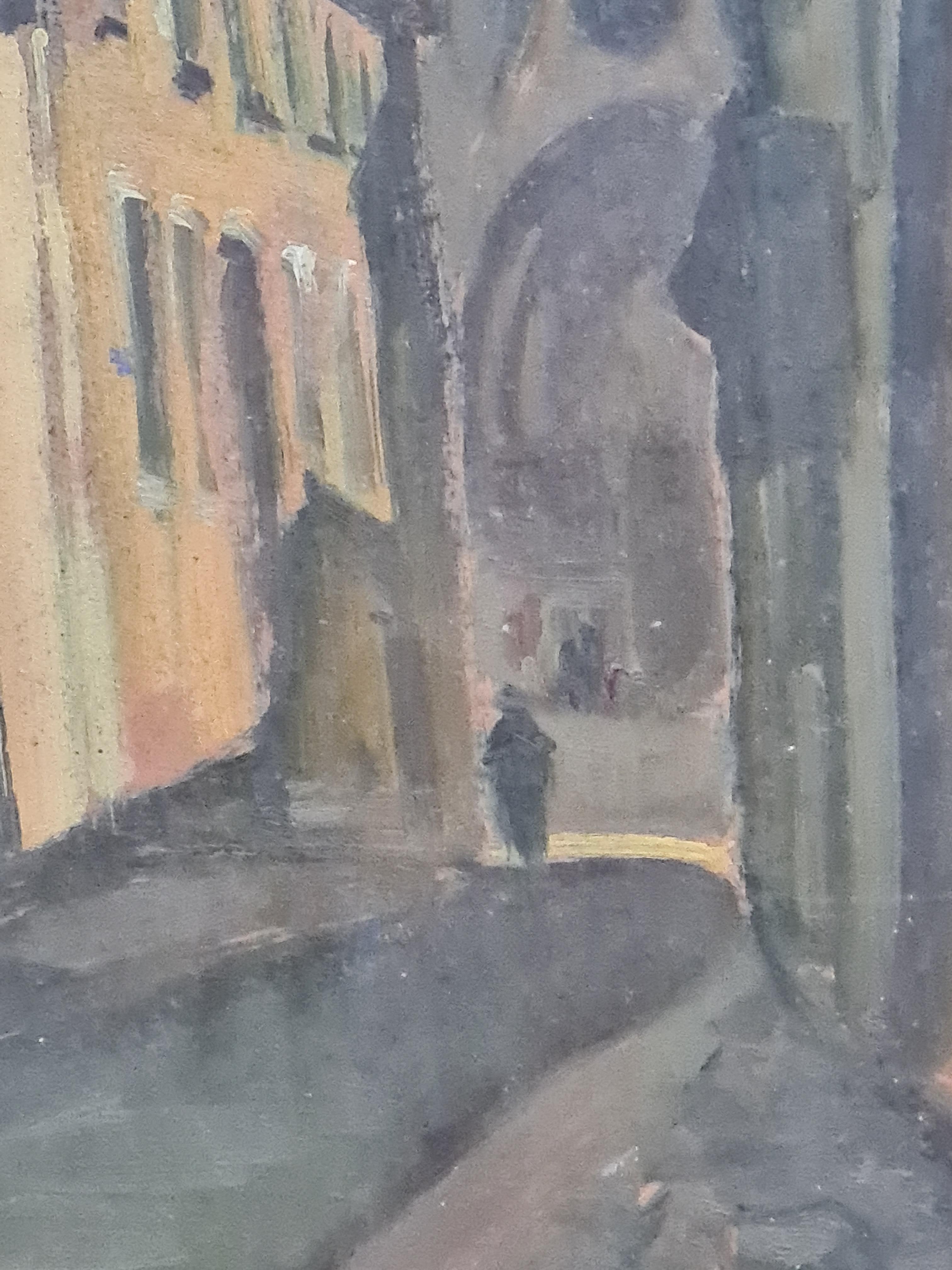 Fauvist Impressionist Cityscape Street in Bruges Follower of Maurice de Vlaminck For Sale 3