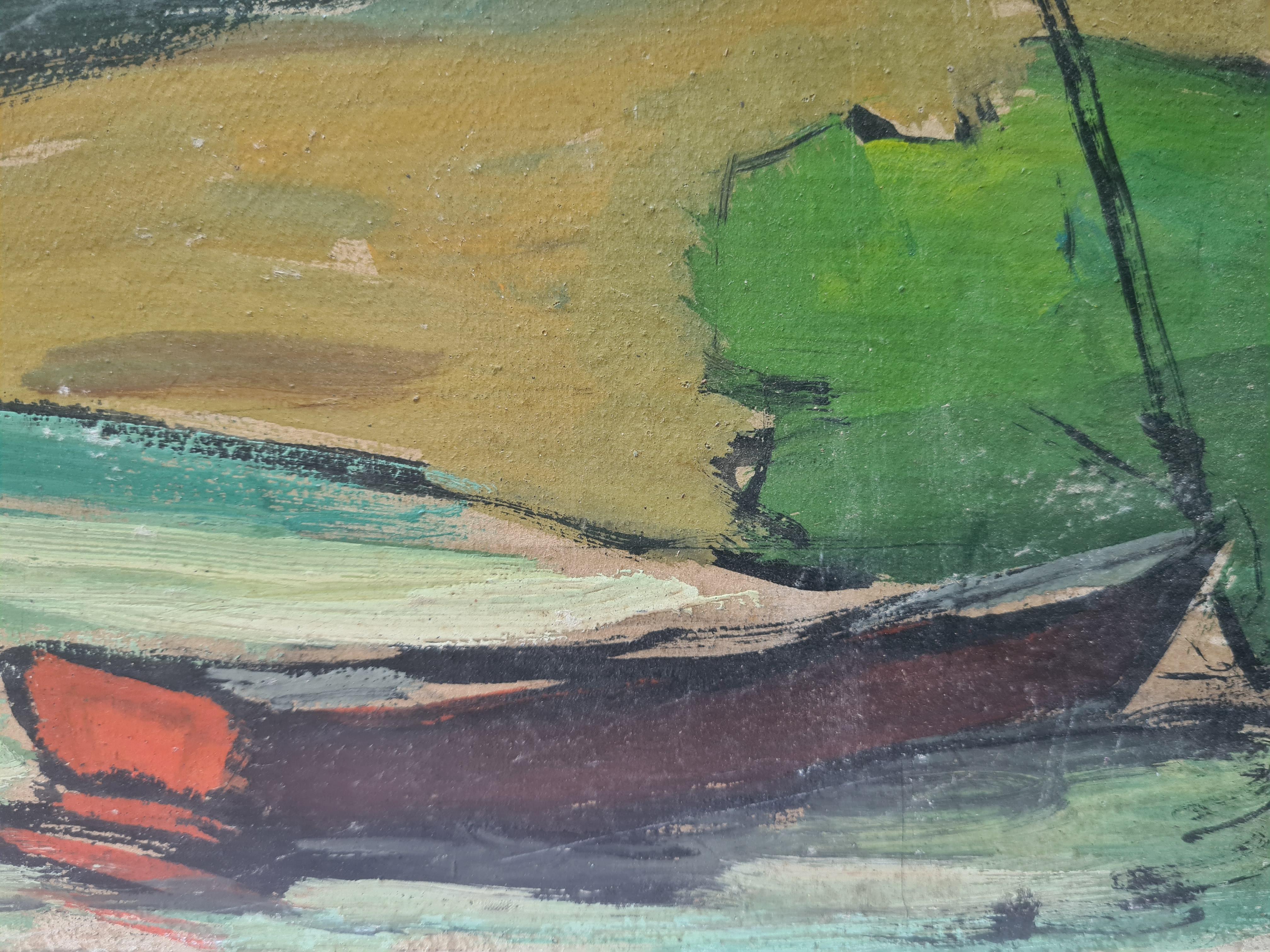 Fauvist Impressionist Landscape in Oil, Paysage de la Loire à l'Île Rategoude. - Painting by Jacques Buecher