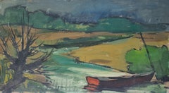 Paisaje impresionista fauvista al óleo, Paysage de la Loire à l'Île Rategoude.