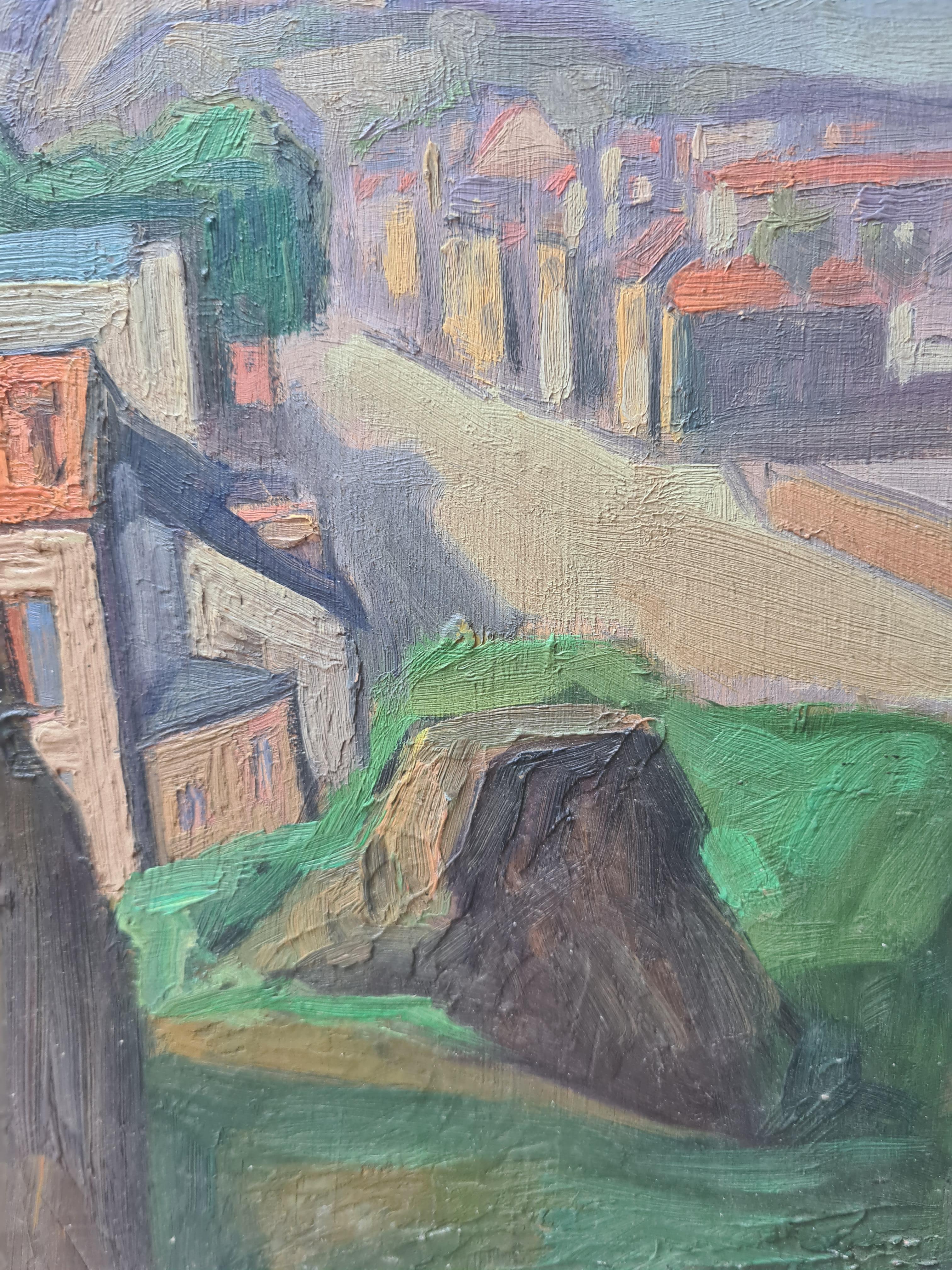Paesaggio impressionista francese olio su pannello, Lourdes - Painting Impressionismo di Jacques Buecher