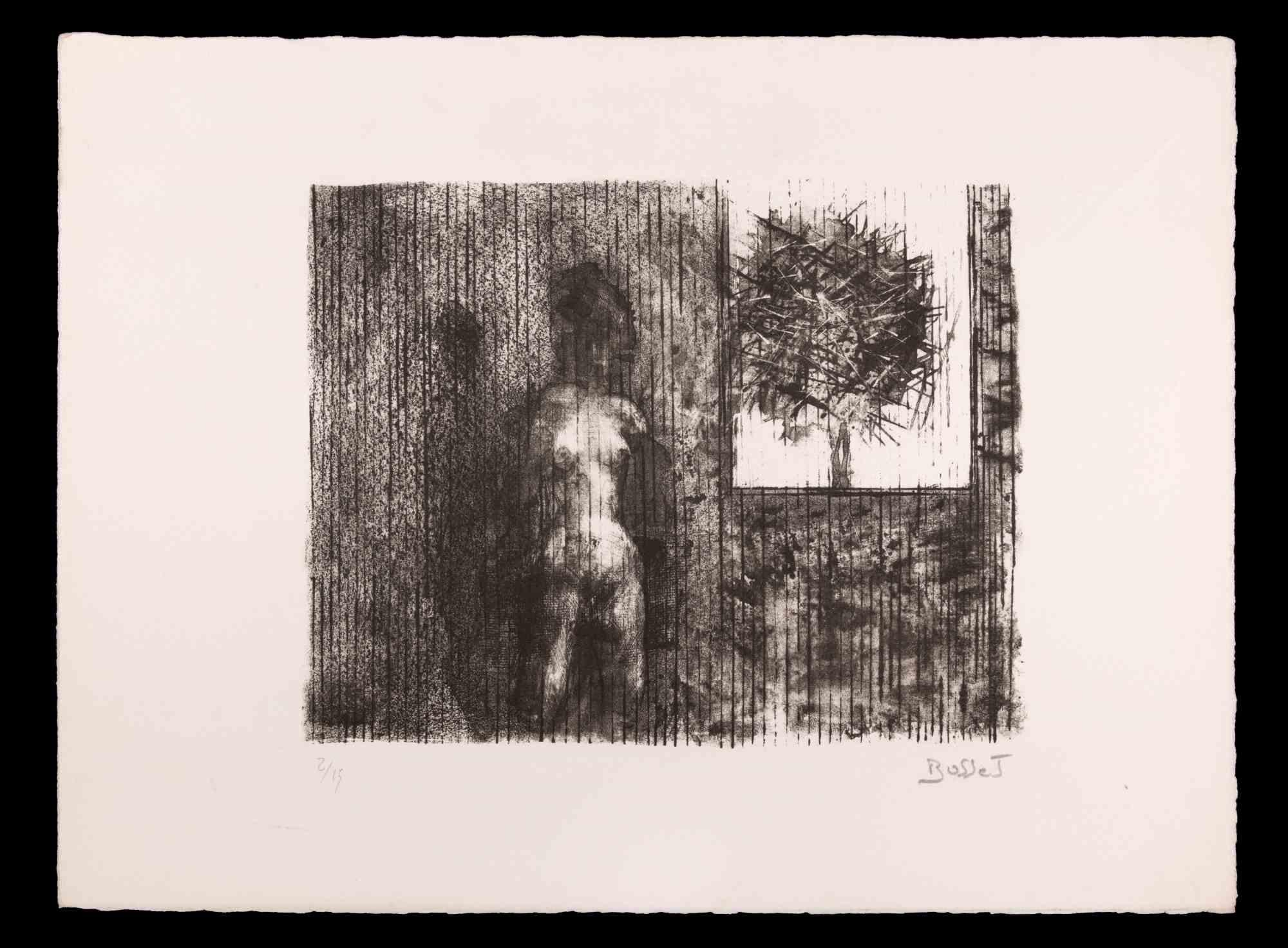 Vue intérieure -  Lithographie de Jacques Busse - Milieu du XXe siècle