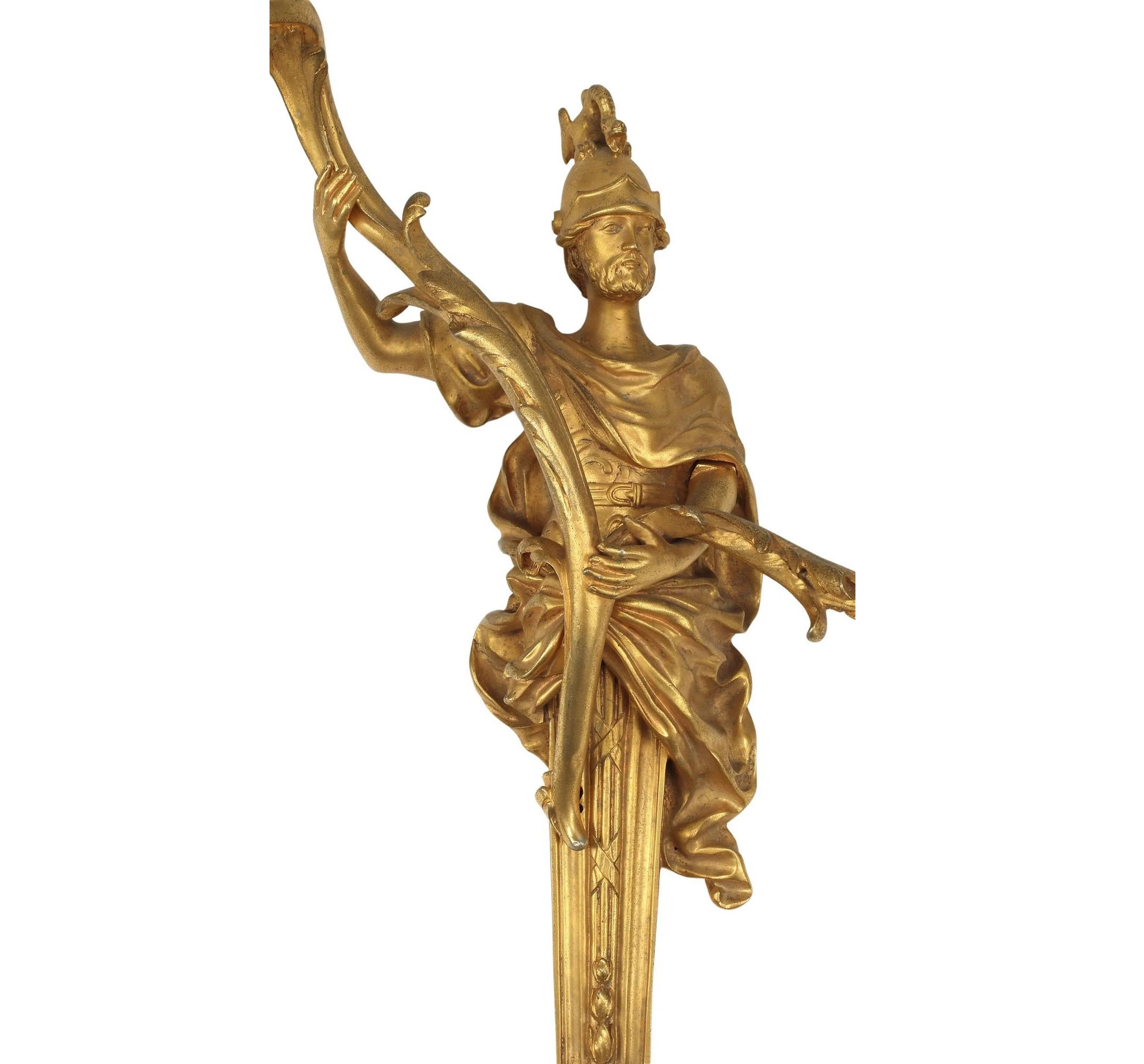 Pair of Exceptional Mars and Minerva Sconces - Baroque Sculpture by Jacques Caffieri 