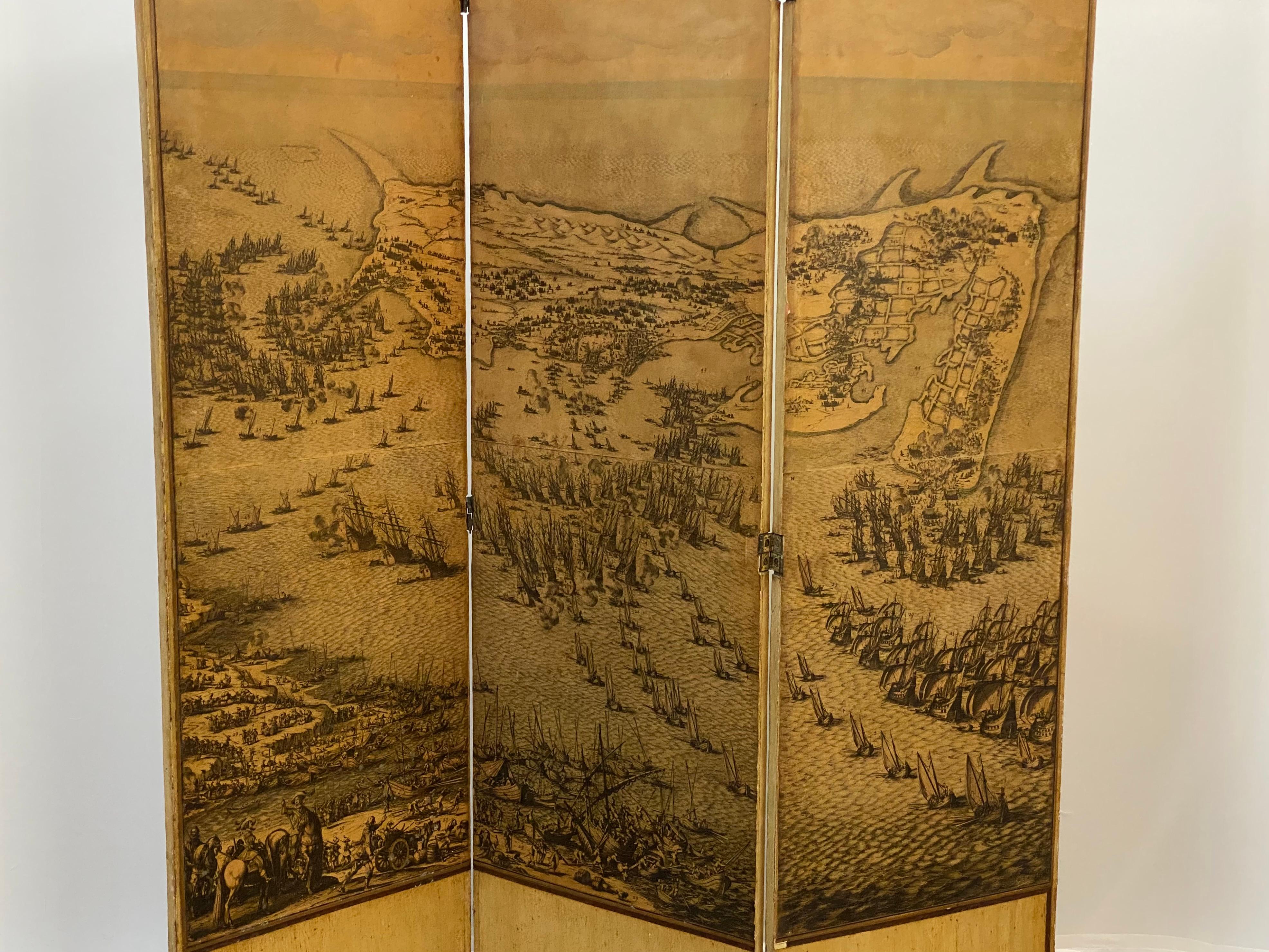 Américain Jacques Callot Scène de bataille du siège de La Rochelle, diviseur de salle en vente