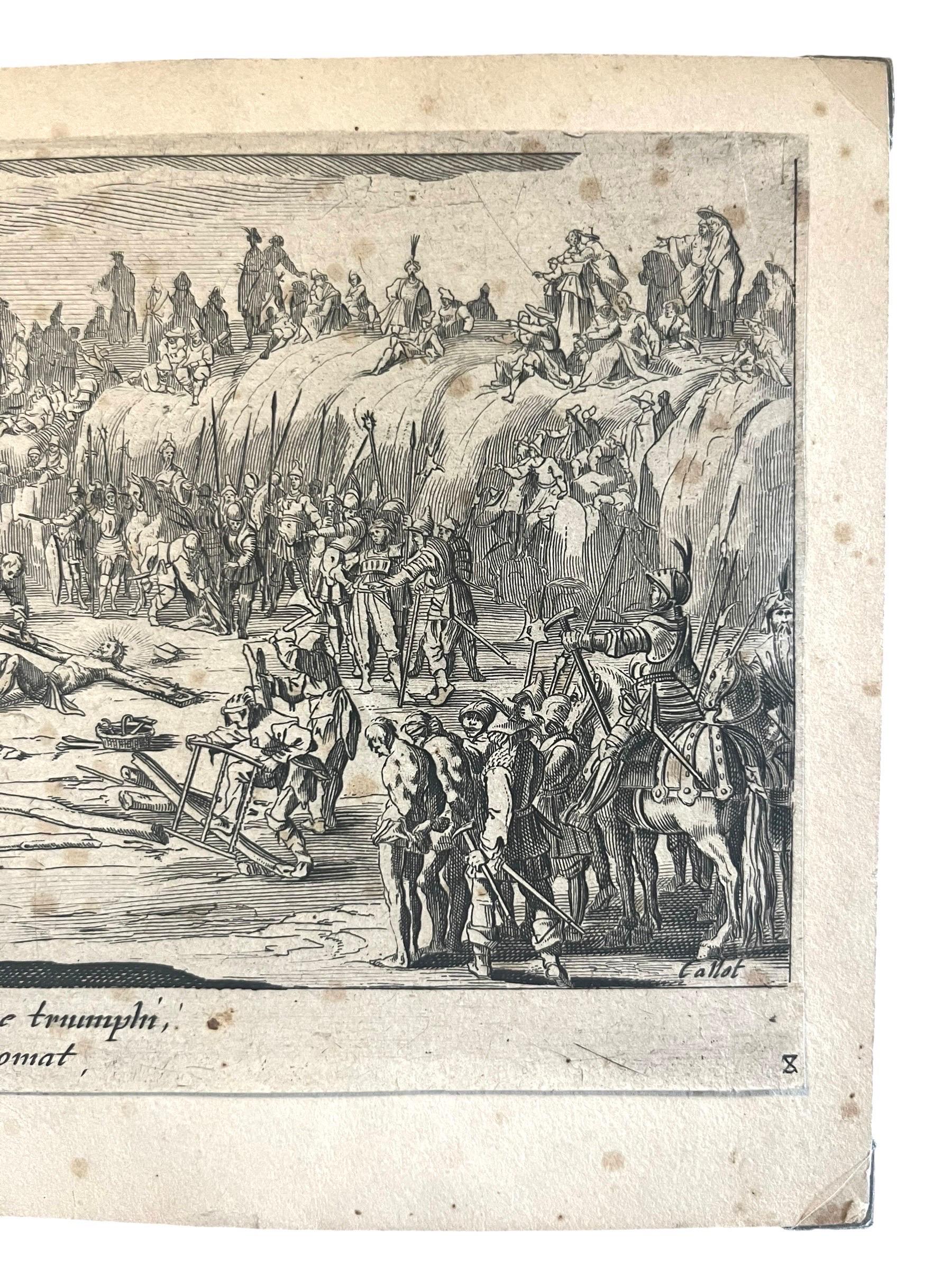 Jacques Callot - Grabado de la crucifixión - La Gran Pasión - Francia XVII en Bueno estado para la venta en Beuzevillette, FR