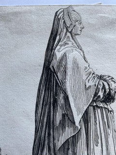 Jacques Callot "La Dame en deuil" Engraving 17th Century