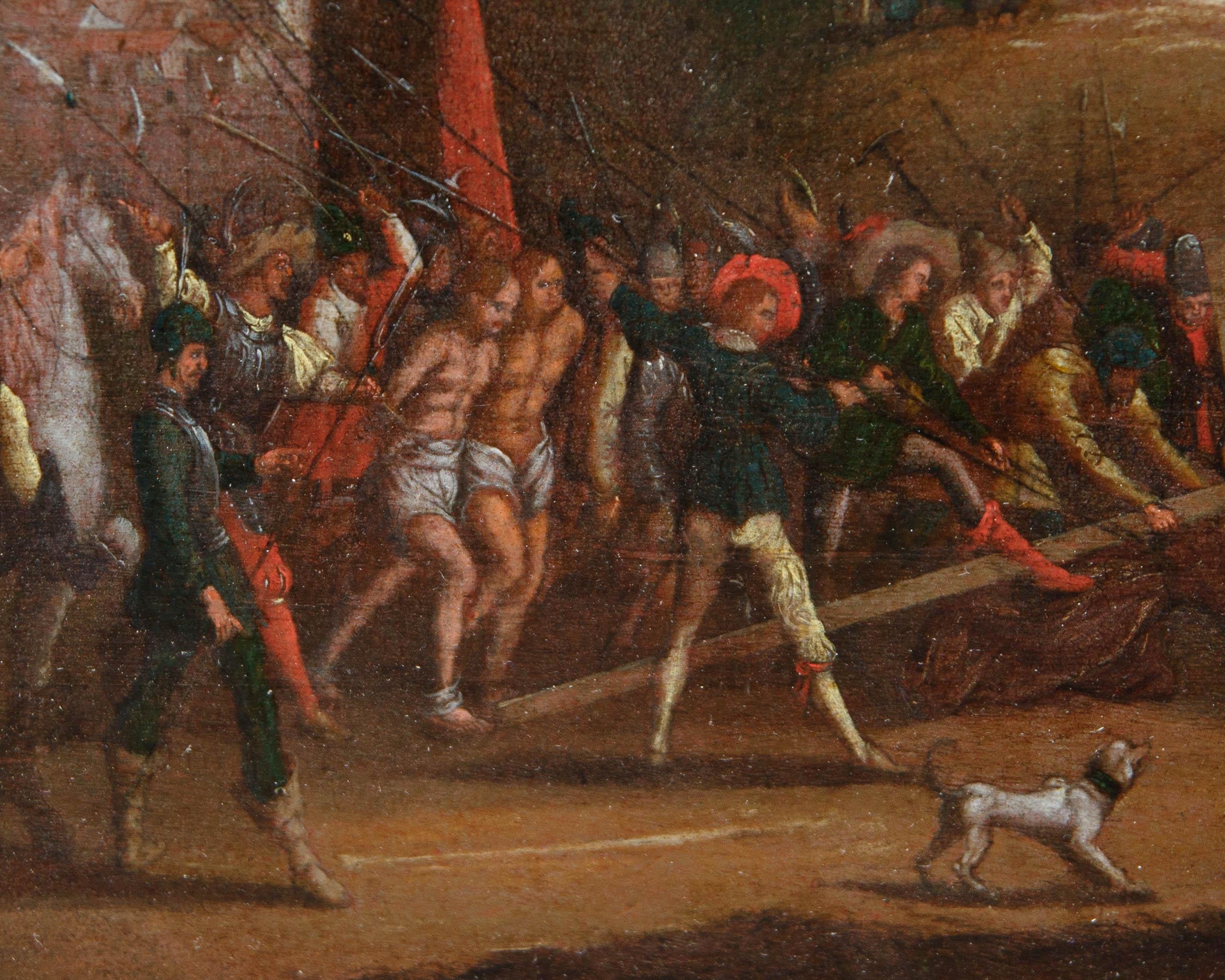Seguace di Jacques Caillot, prima metà del XVIII secolo  Salita al calvario - Landscape Painting Black di Jacques Callot