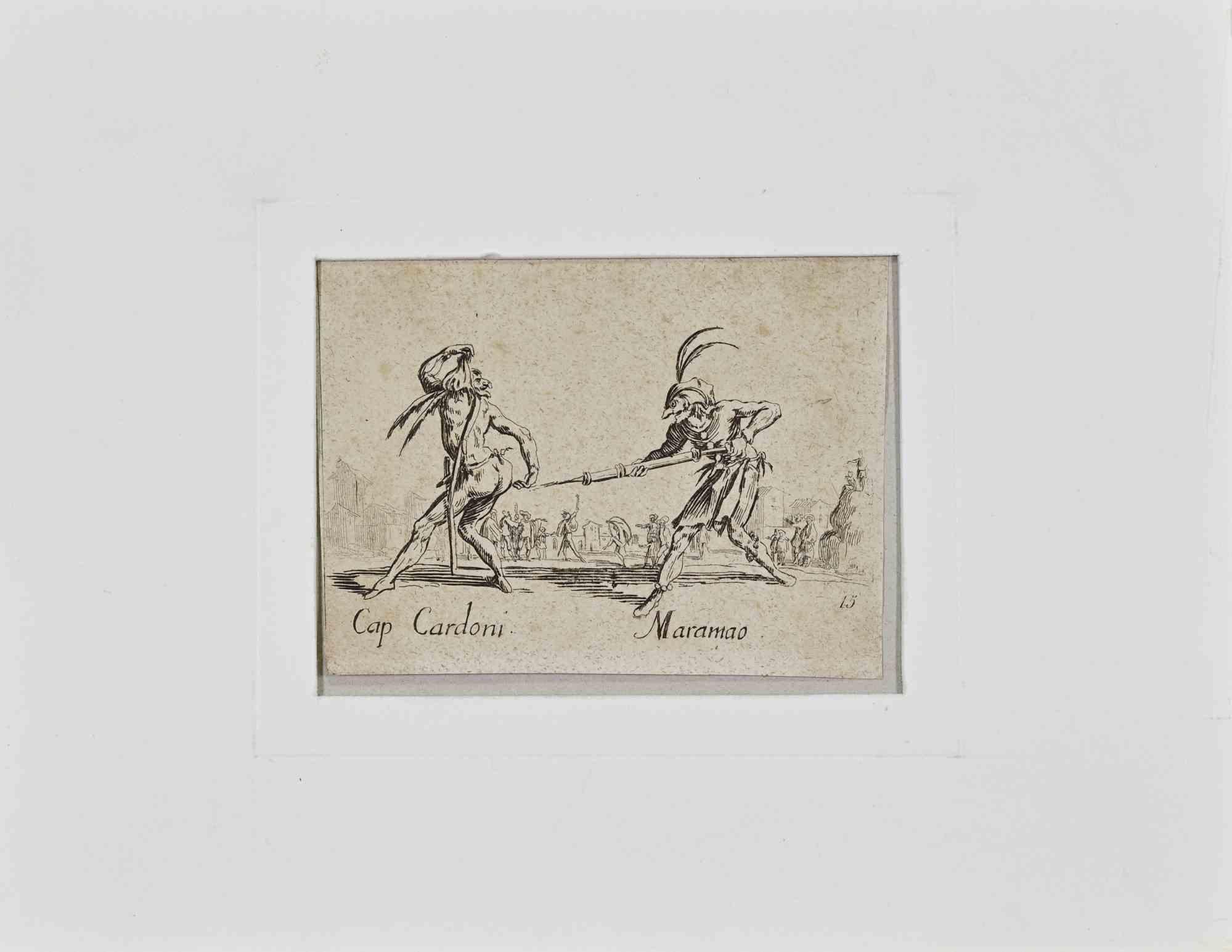 Cap. Cardoni and Maramao - Etching by Jacques Callot - 1621/22