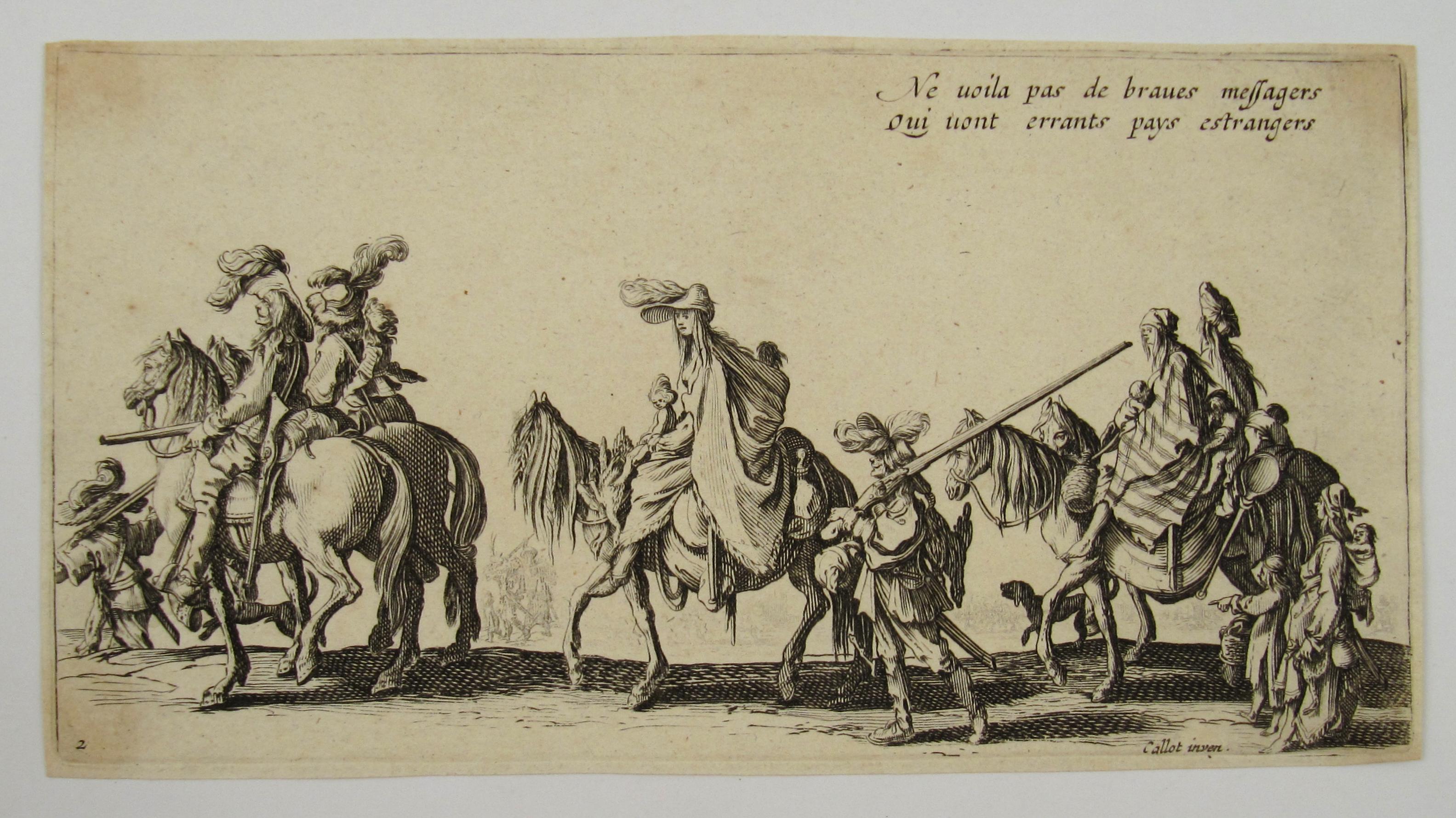 Jacques Callot ( 1592-1635) – Reisende Zigeuner – Radierung Frankreich im Angebot 1