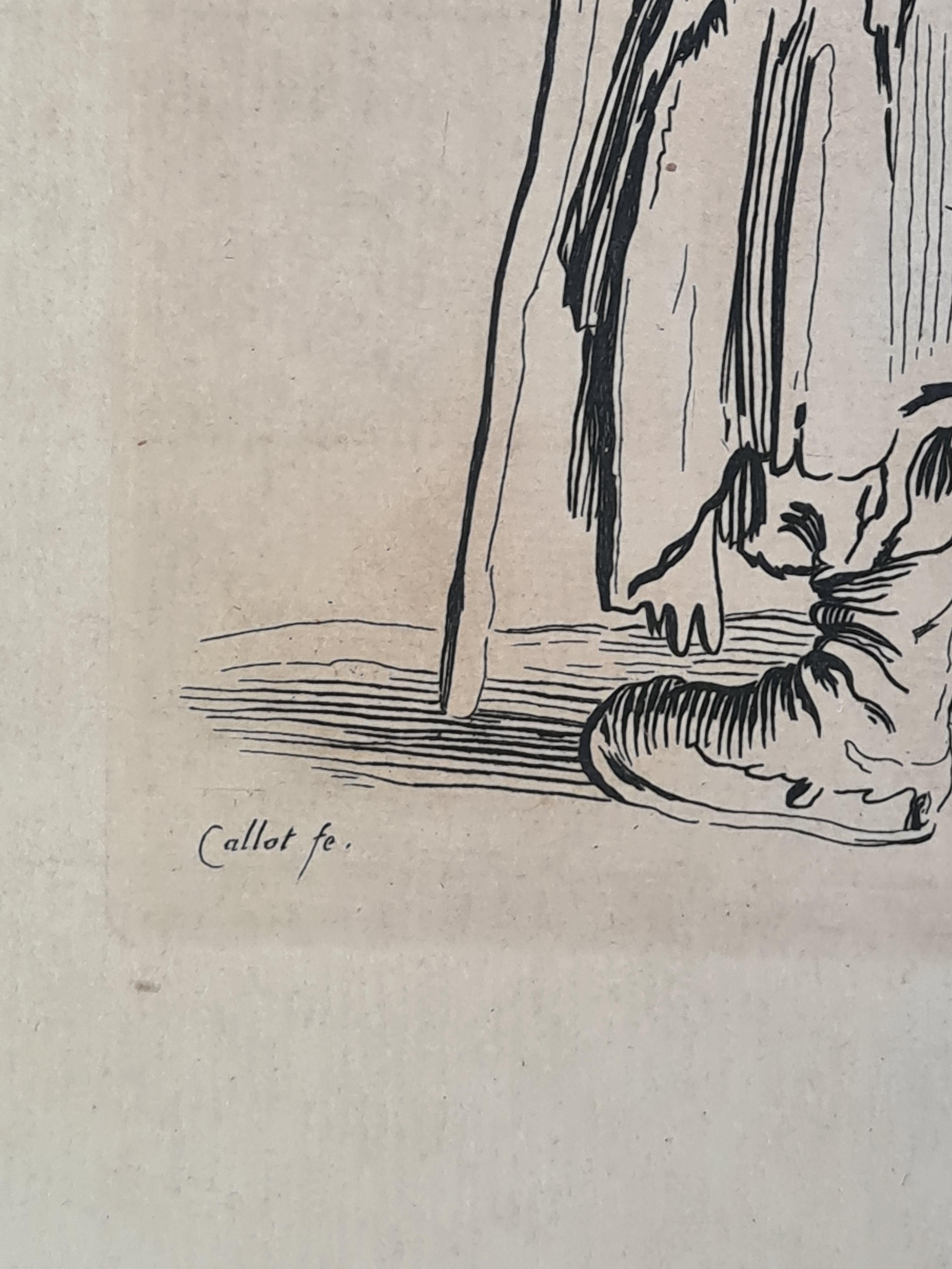 Le vieux mendiant à une seule béquille - Print by Jacques Callot