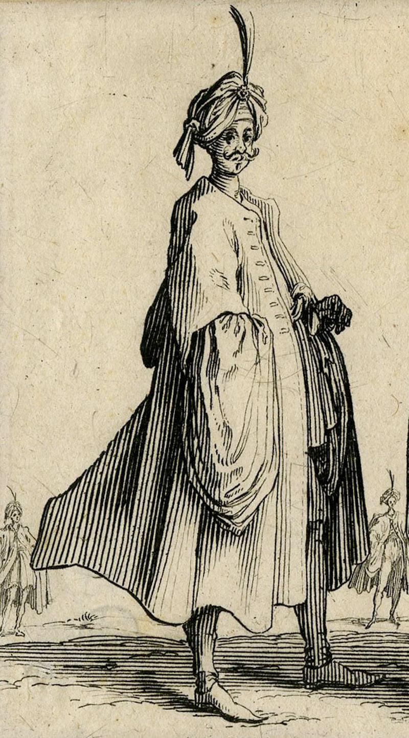 Les deux tures coifffes d’un turban avec une aigrette (The turban with crest) - Print by Jacques Callot