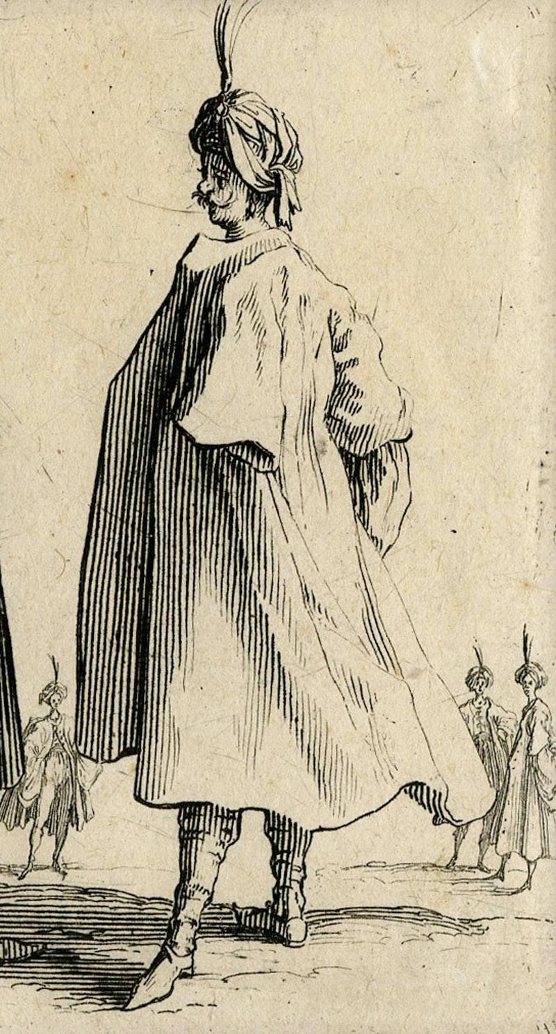 Les deux tures coifffes d’un turban avec une aigrette (The turban with crest) - Old Masters Print by Jacques Callot