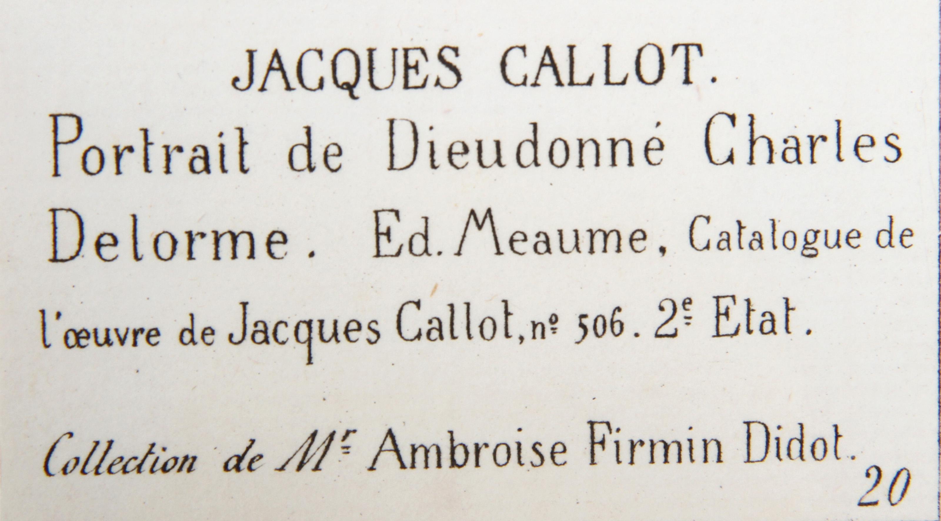 Portrait de Dieudonne Charles Delorme, Heliogravure de Jacques Callot en vente 1