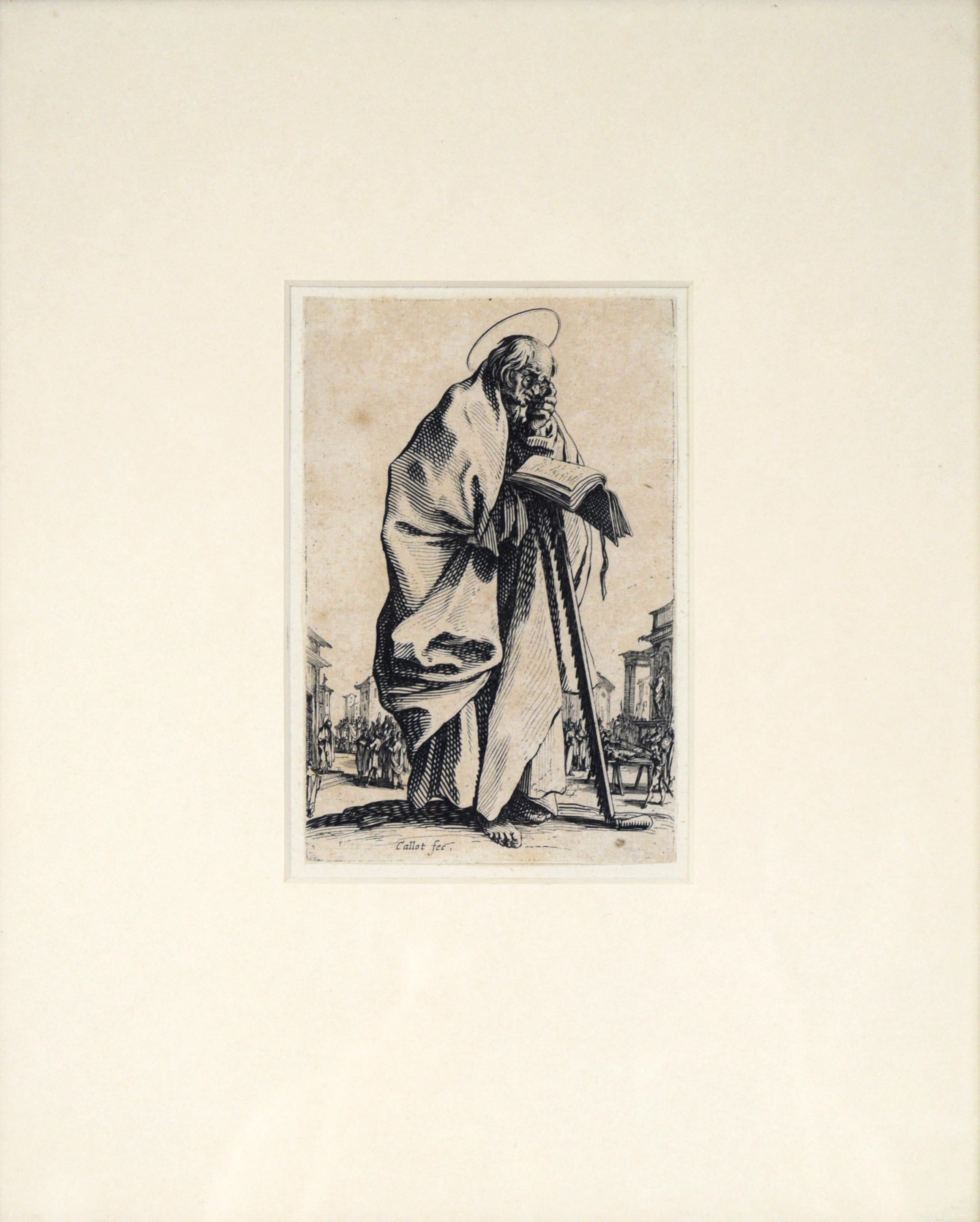 St. Simon aus Les Grands Apôtres Debout Original-Radierung aus dem 17. – Print von Jacques Callot
