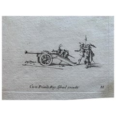 Jacques Callot: „Die Jagdübungen: Pointing“, Kupferstich, 17. Jahrhundert