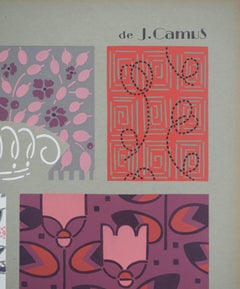 Art déco : Tulipes roses, 1933 - Lithographie originale