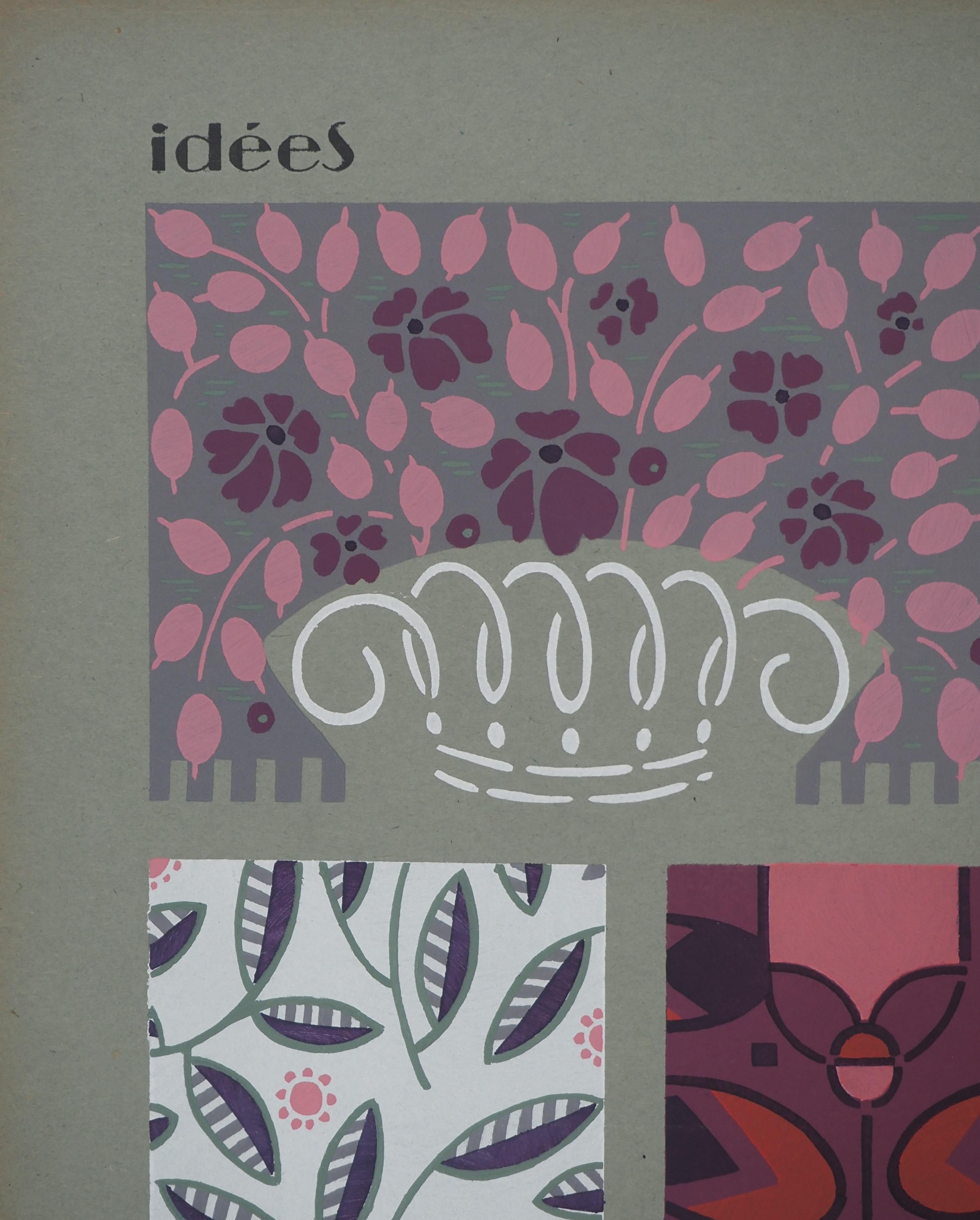 Art Déco : Tulipanes rosas, 1933 - Litografía original - Print Art Decó de Jacques Camus