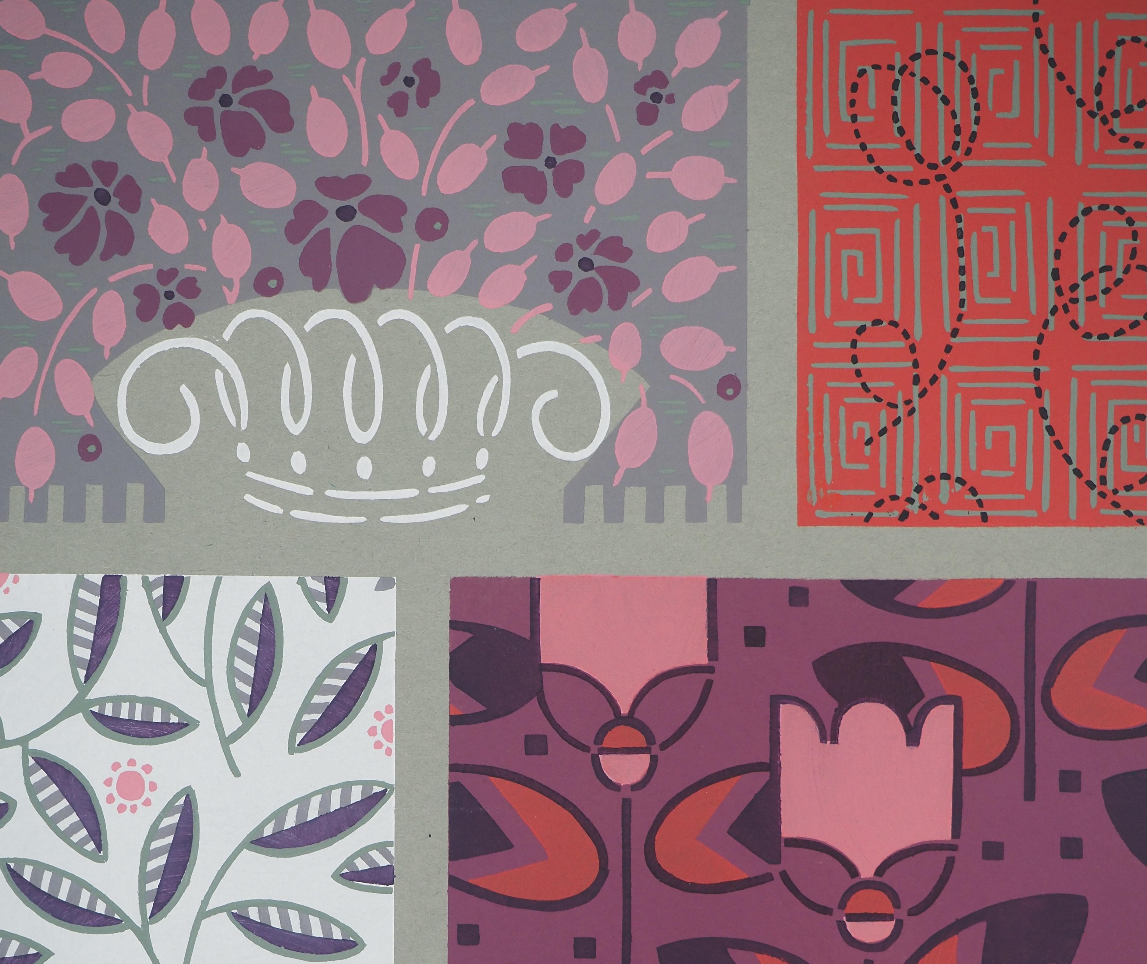 Art Déco : Tulipanes rosas, 1933 - Litografía original en venta 1