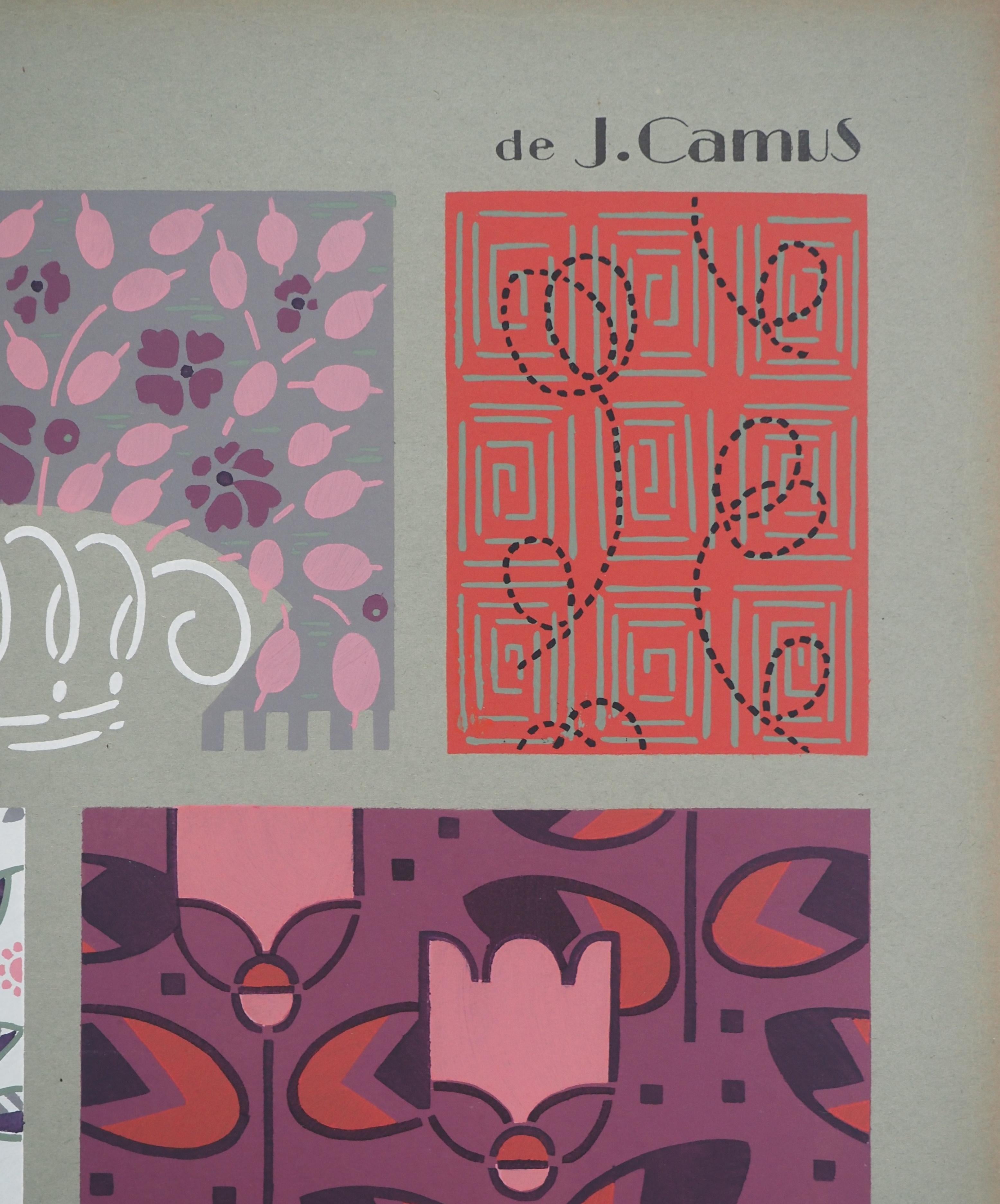Tulipani rosa, 1933 - Litografia originale - Print di Jacques Camus