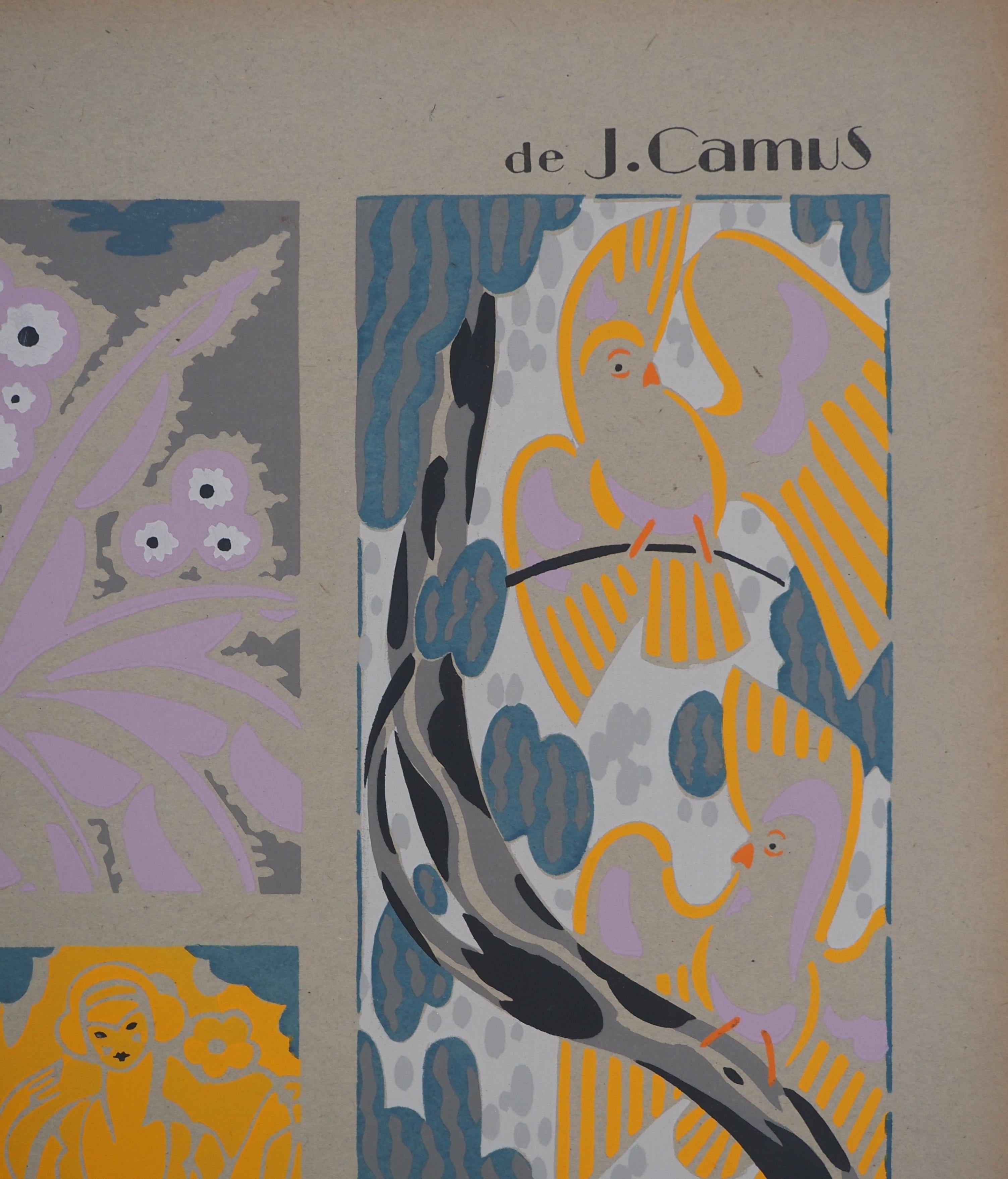 La paloma y la serpiente, 1933 - Litografía original - Print Art Decó de Jacques Camus