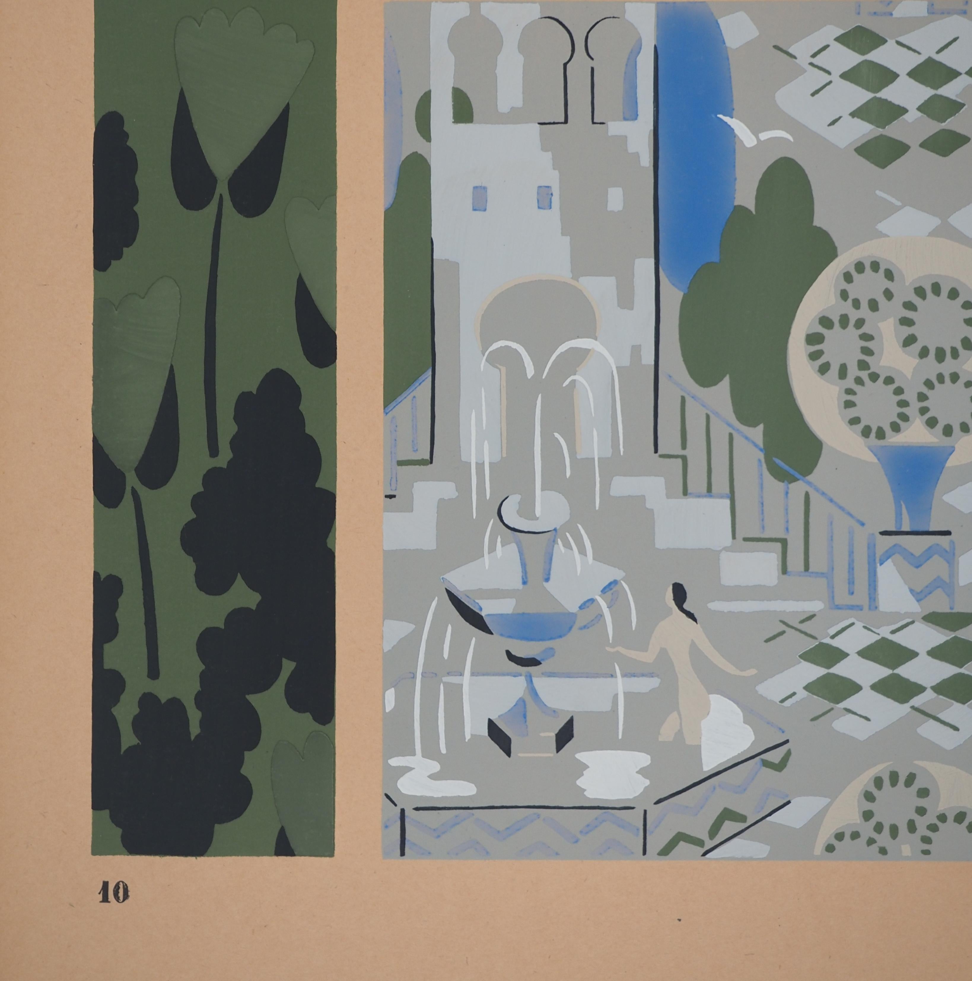 La ciudad gris, 1933 - Litografía original - Figurative Print Gris de Jacques Camus
