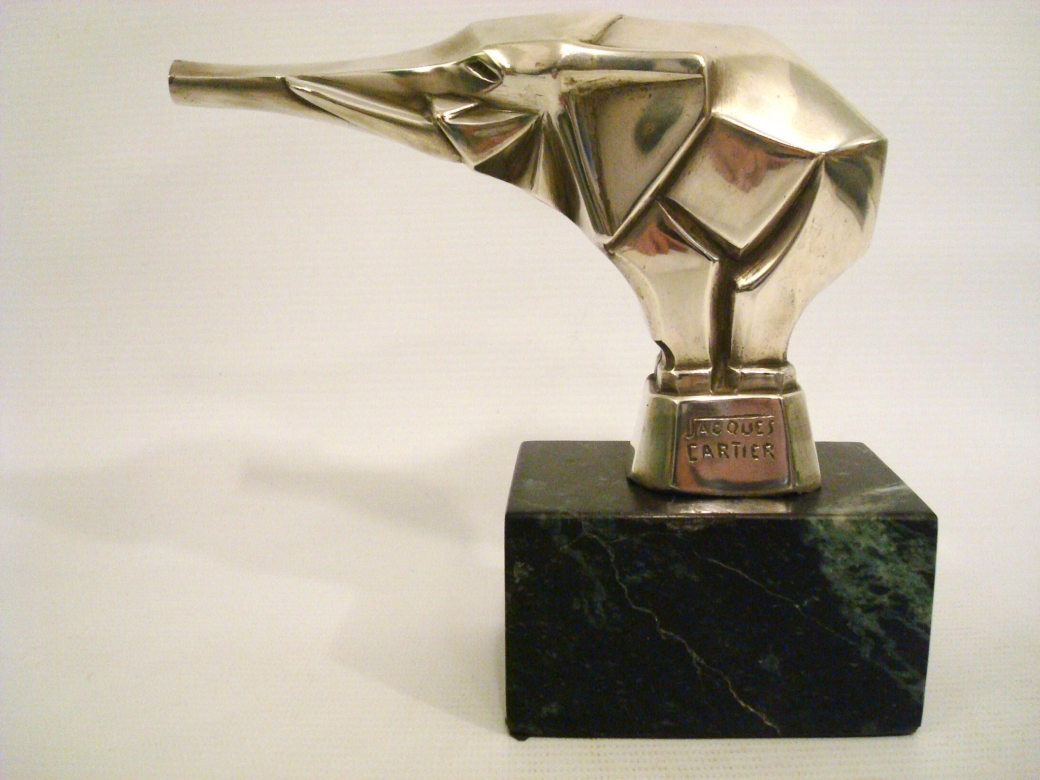 Éléphant de Jacques Cartier, Mascotte de voiture Art Déco / Cubiste / Hood Ornamental 1920's en vente 3