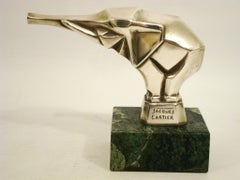 Elefante Jacques Cartier, Art Decó / Cubista Mascota de Coche / Adorno de Capota Años 20