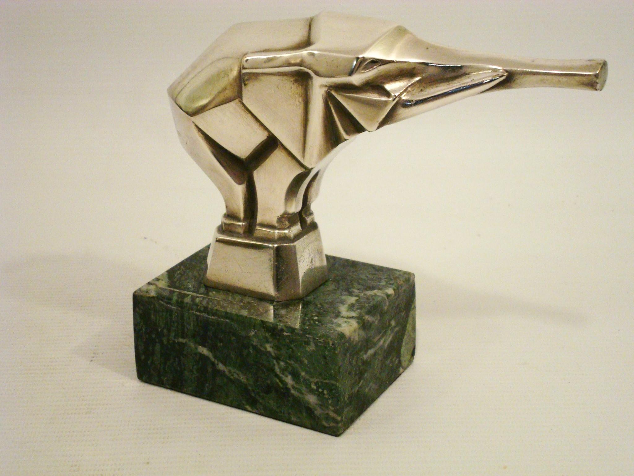 Jacques Cartier Elefant, Art Deco / Kubist Auto Maskottchen / Hood's Ornament 1920er Jahre (Versilbert)